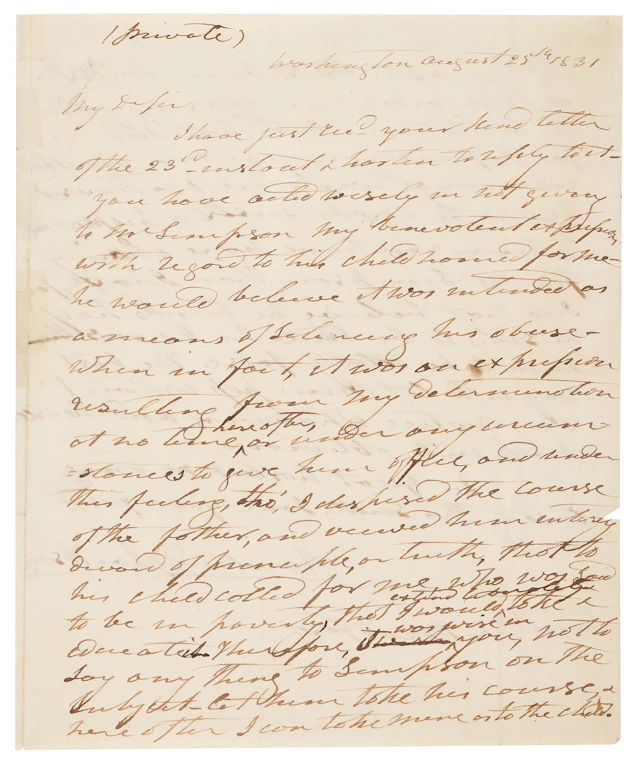 Andrew Jackson Autograph Letter Signed as President - "Let him pass