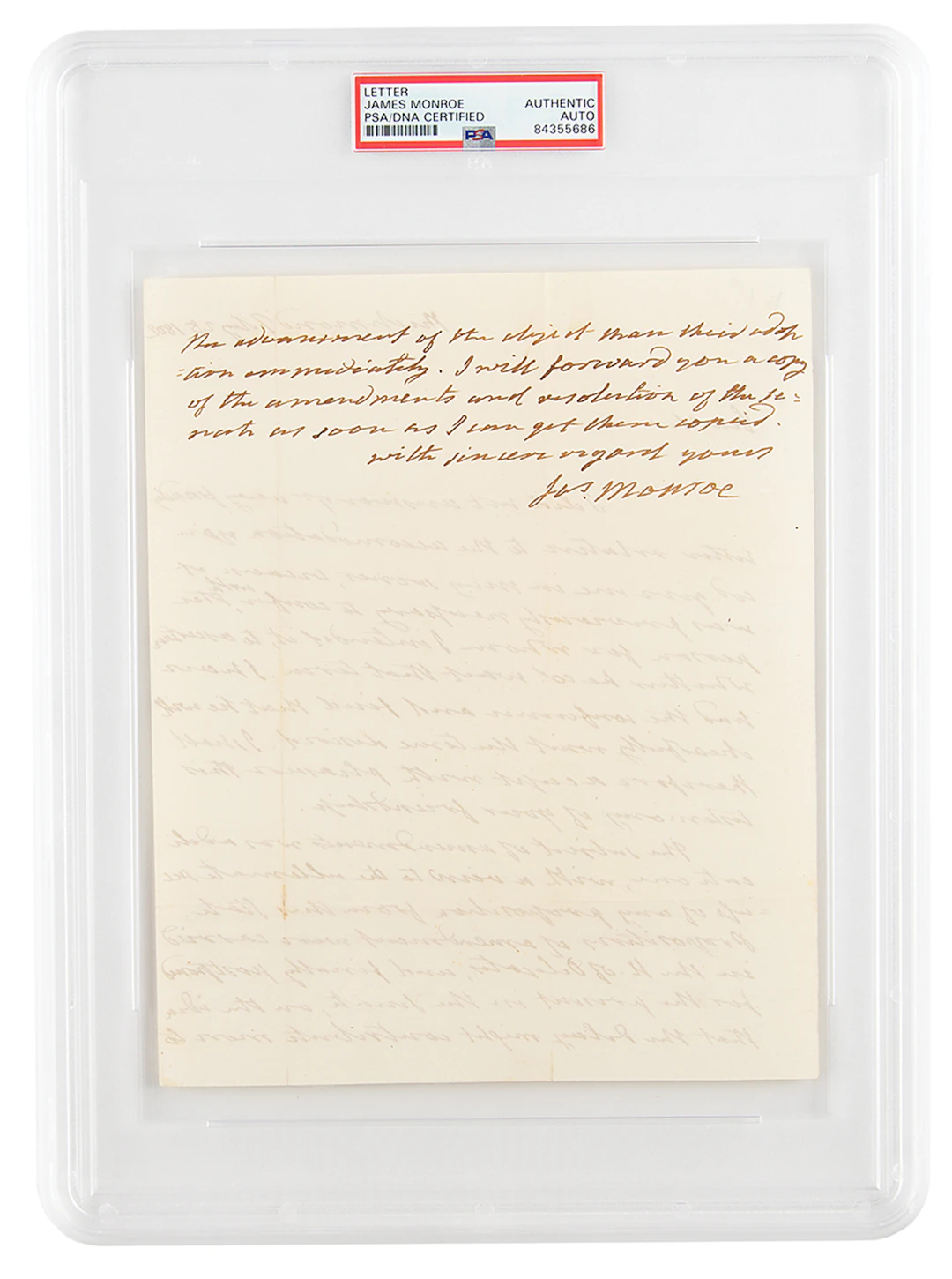 James Monroe Autograph Letter Signed as Governor of Virginia, Discussing
