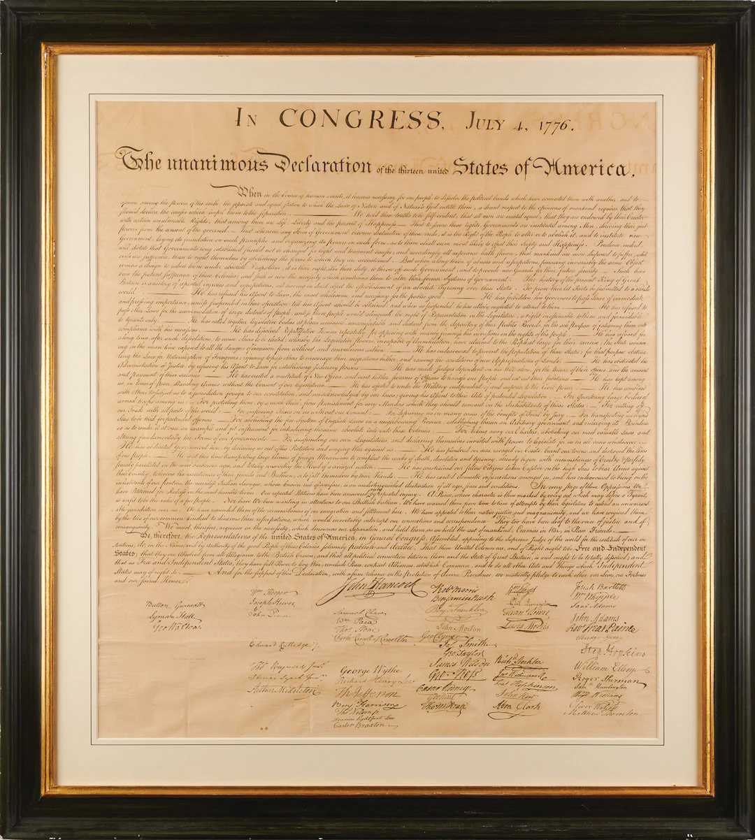 Declaration of Independence: Force Print from W. J. Stone's Copperplate