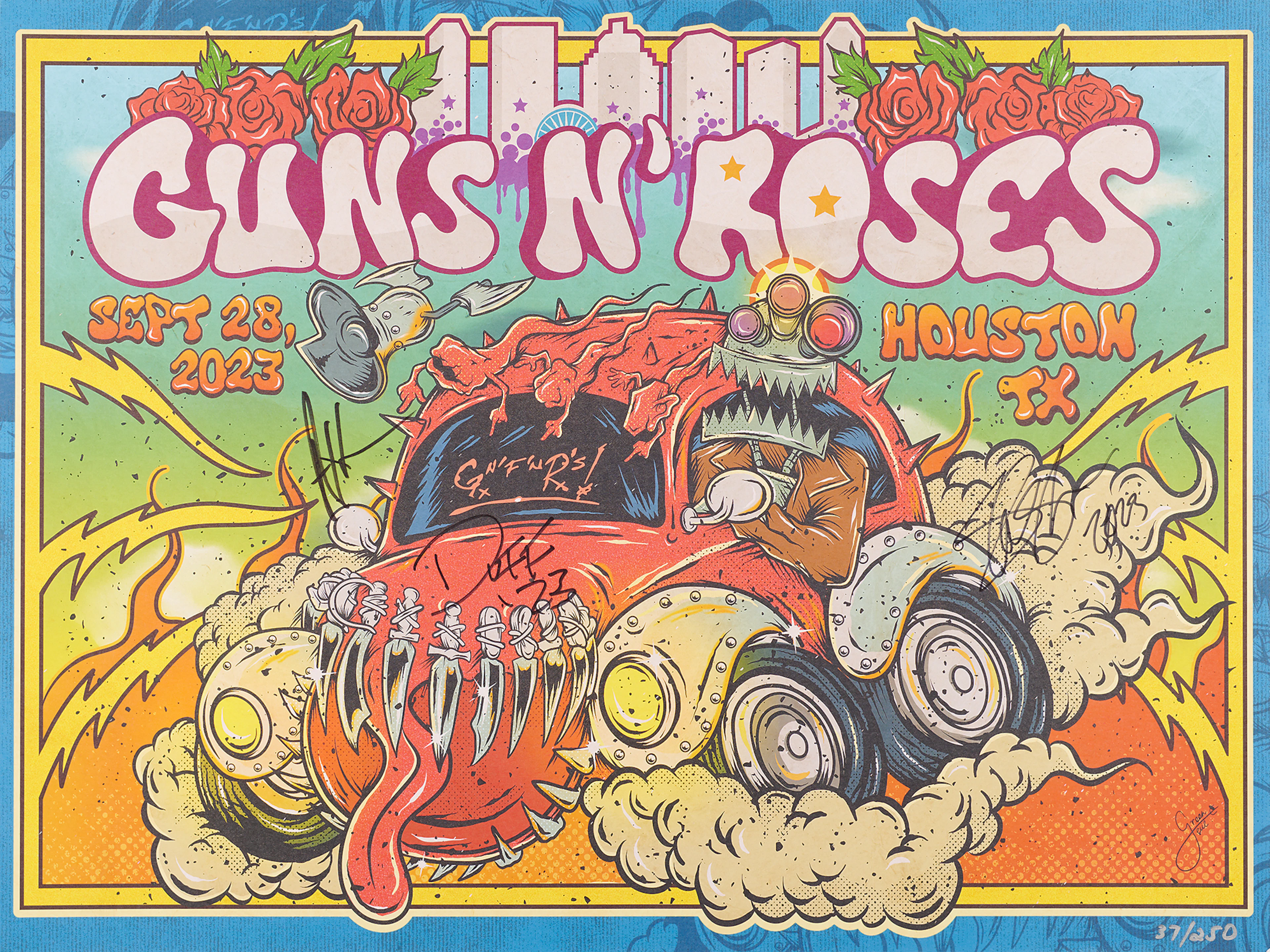 Guns n' Roses Signed 2023 Houston Concert Poster (Ltd. Ed. #37/250) (24˝ x 18˝)