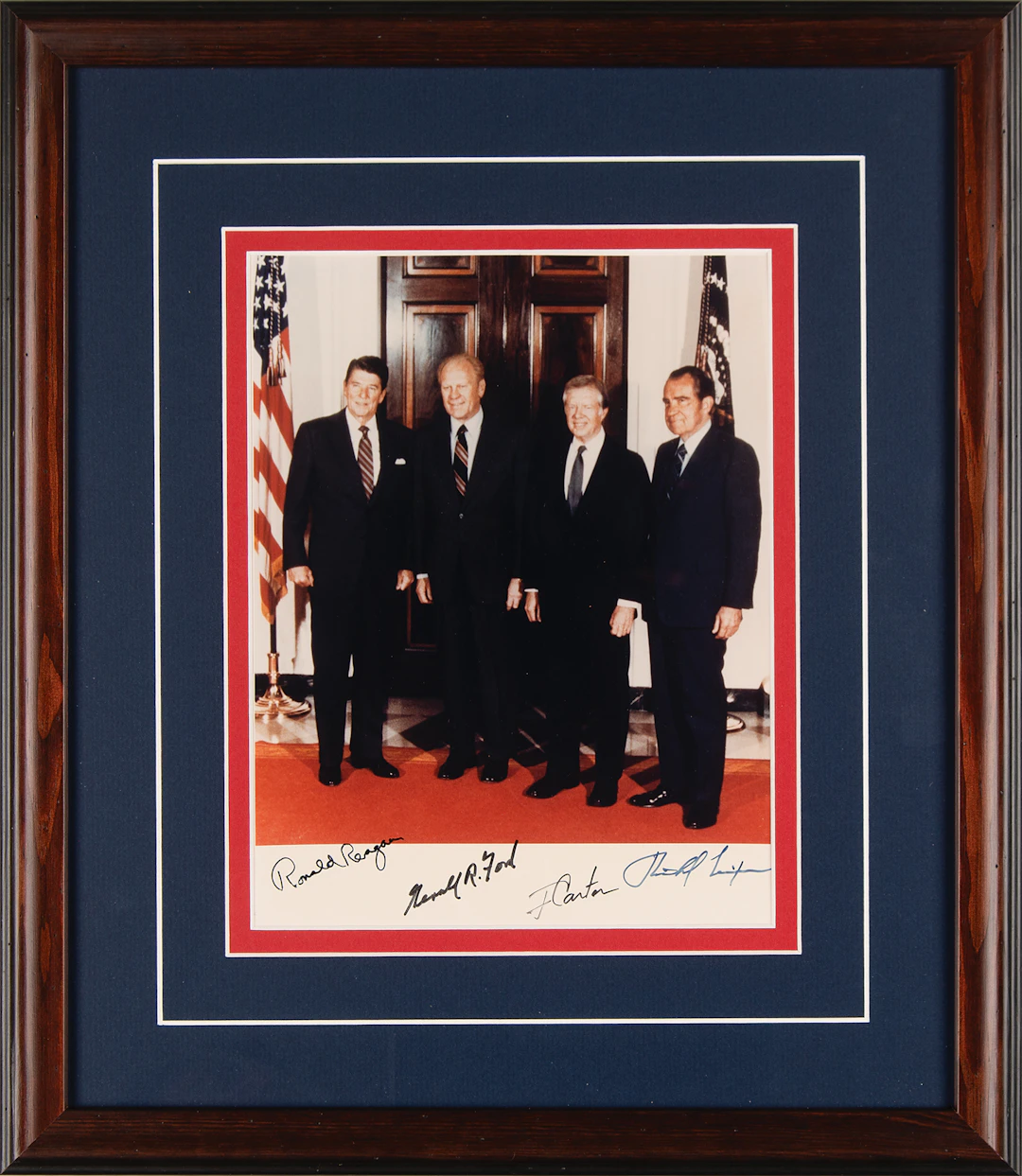 Four Presidents Signed Photograph - Nixon, Ford, Reagan, and Carter