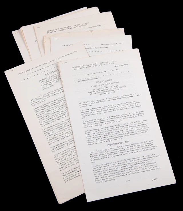 John F. Kennedy (9) Official White House Press Releases, with State