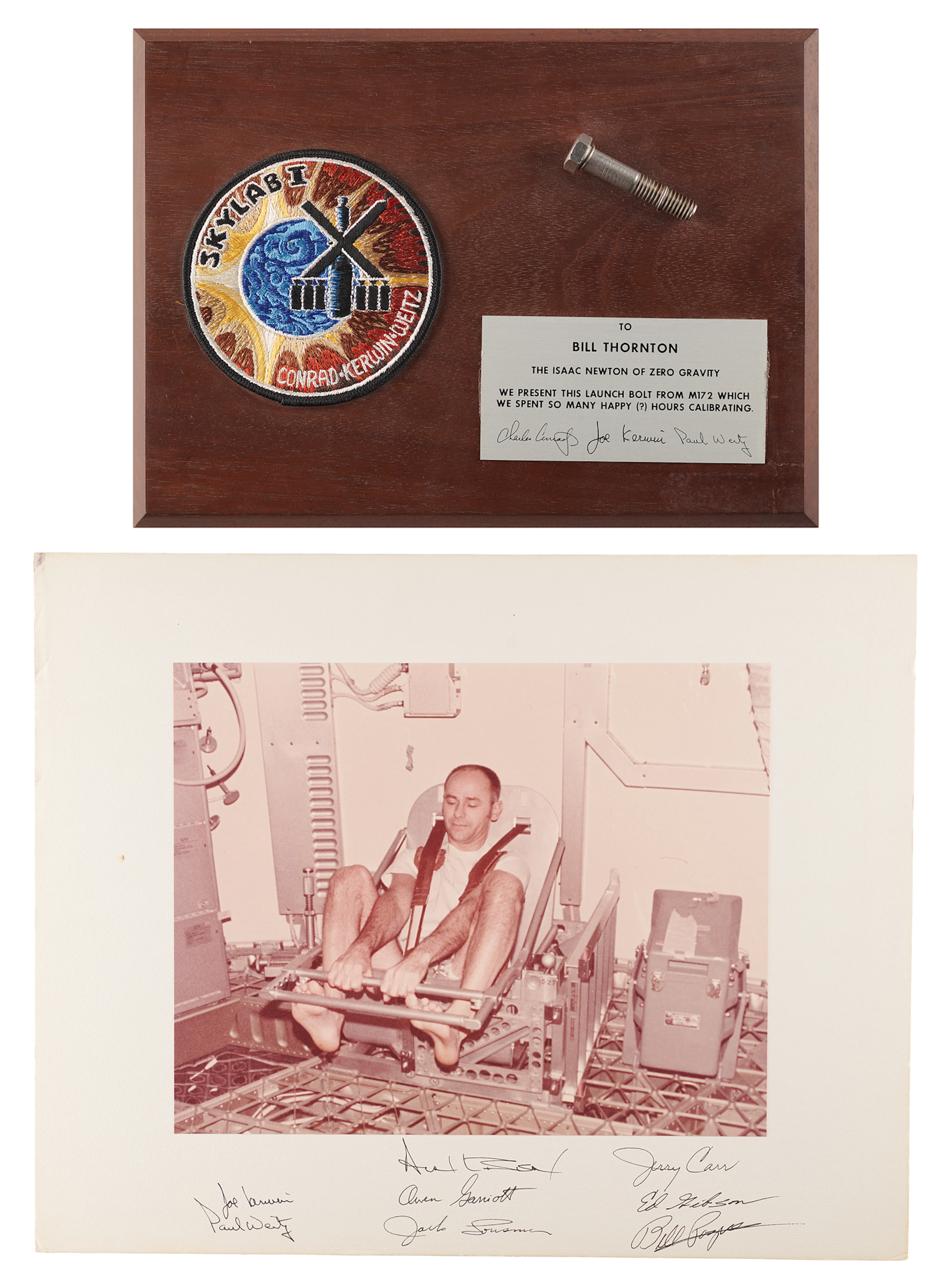 Skylab 2 Flown Bolt and Oversized Crew-Signed Photograph - From the