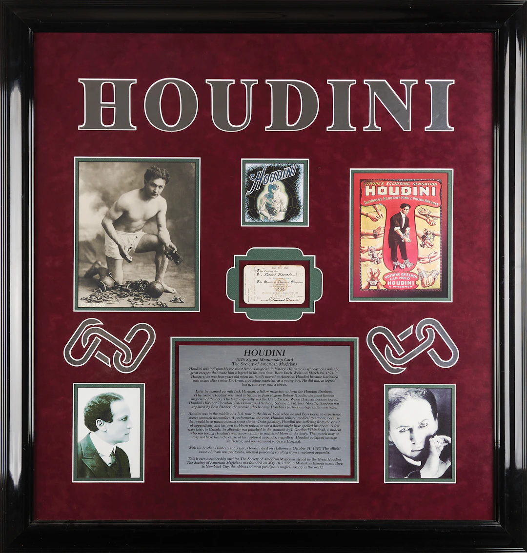 Harry Houdini Signed 1925-1926 Society of American Magicians Membership Card