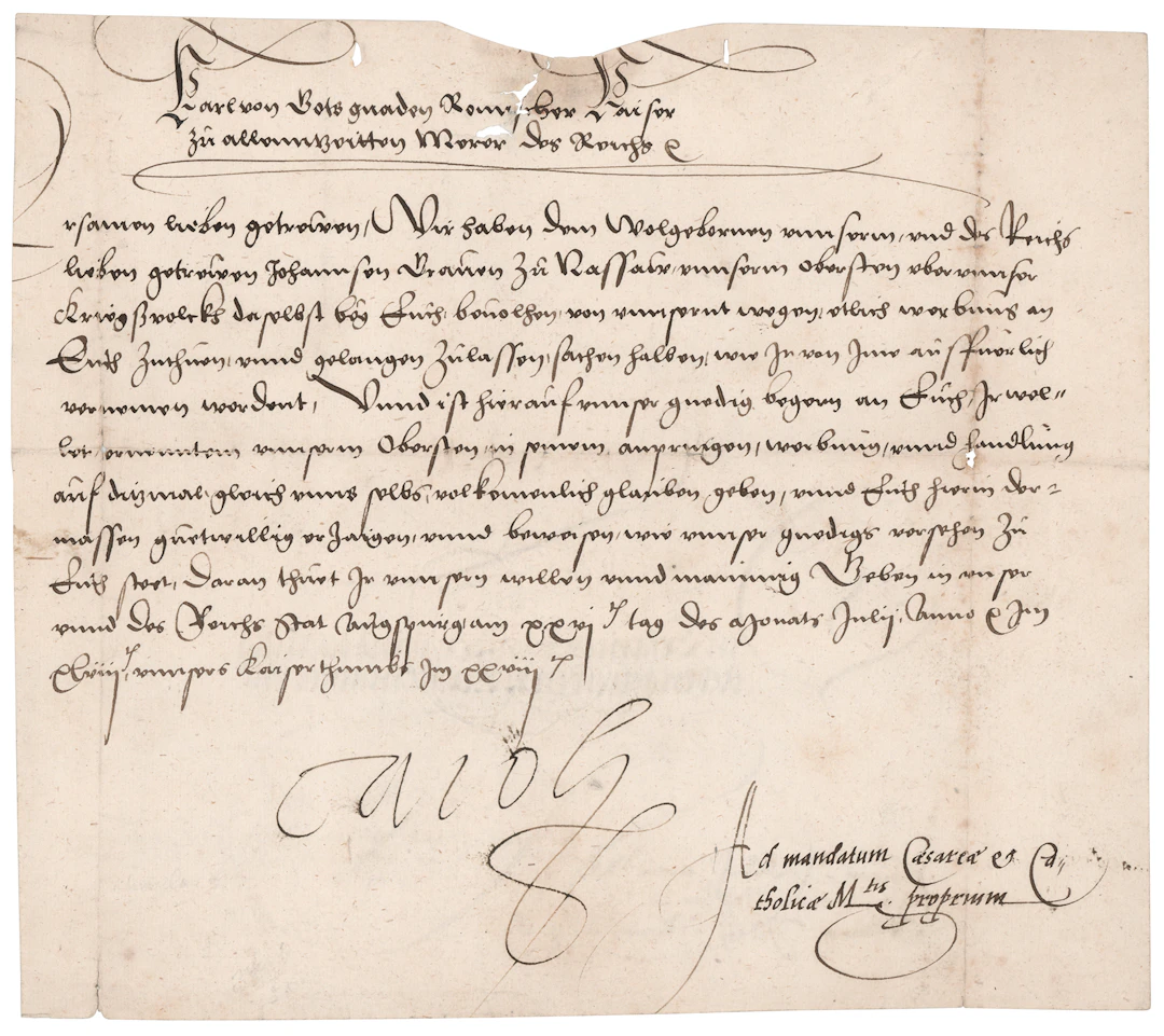 Charles V, Holy Roman Emperor Document Signed