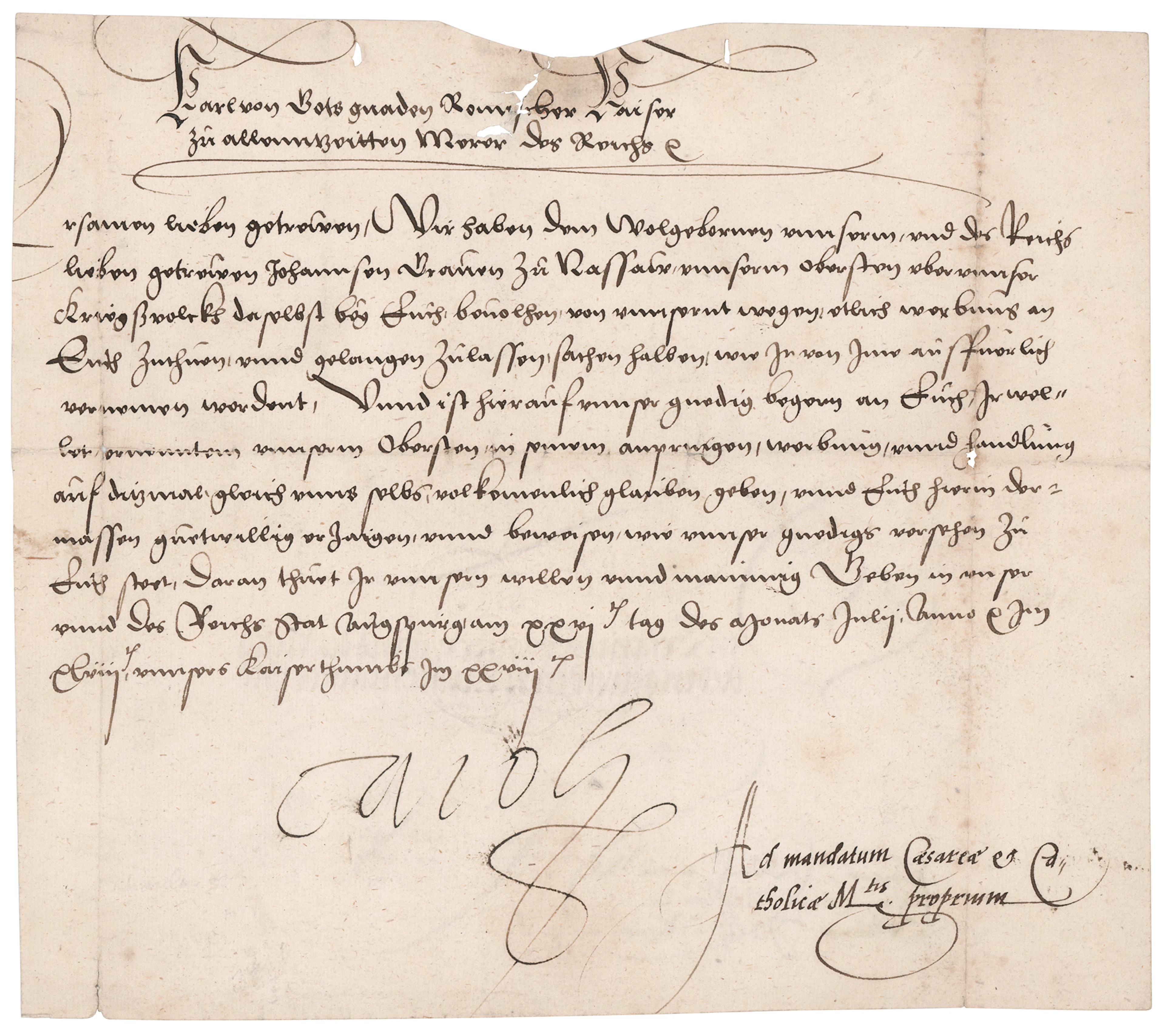 Charles V, Holy Roman Emperor Document Signed