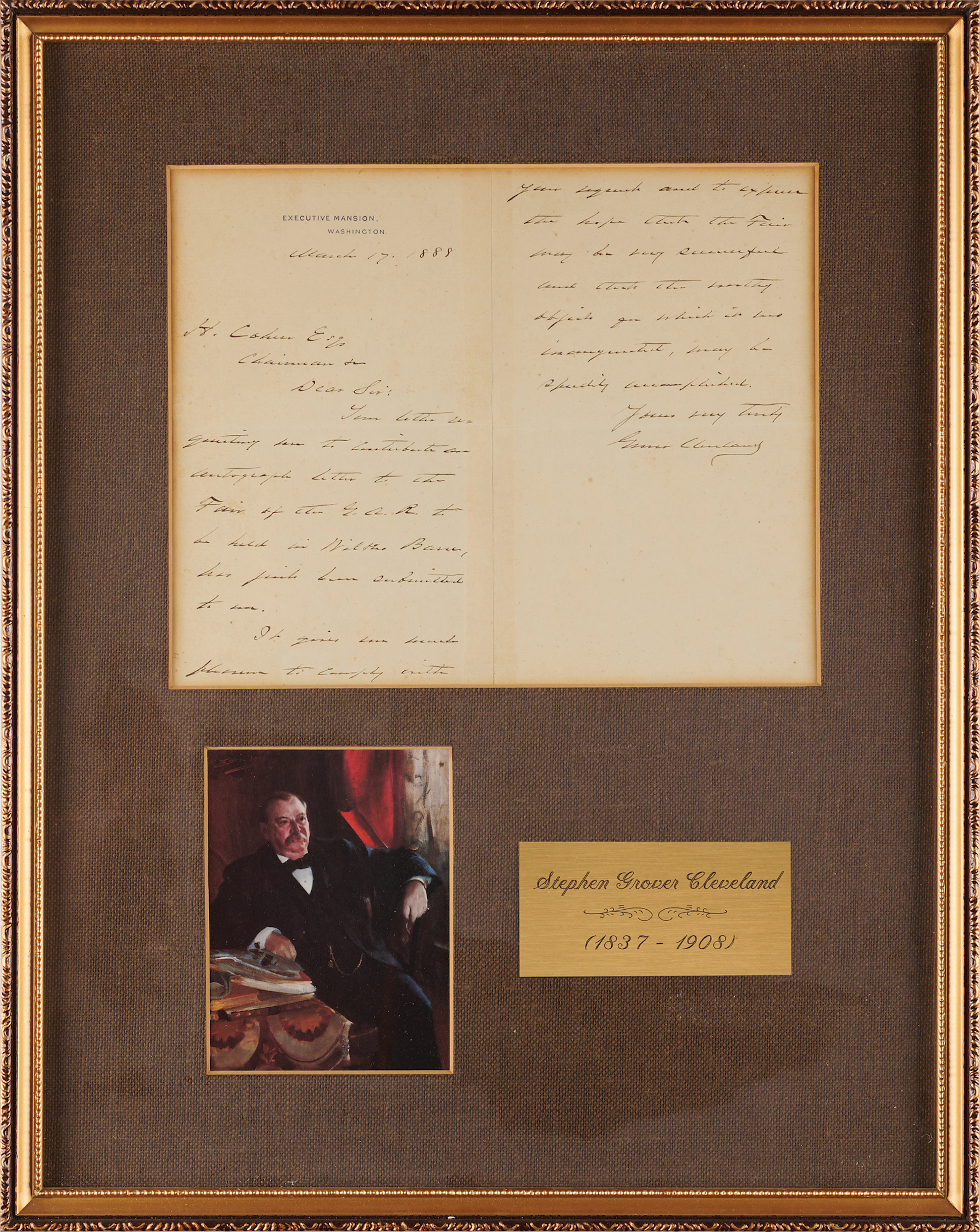 Grover Cleveland Autograph Letter Signed as President