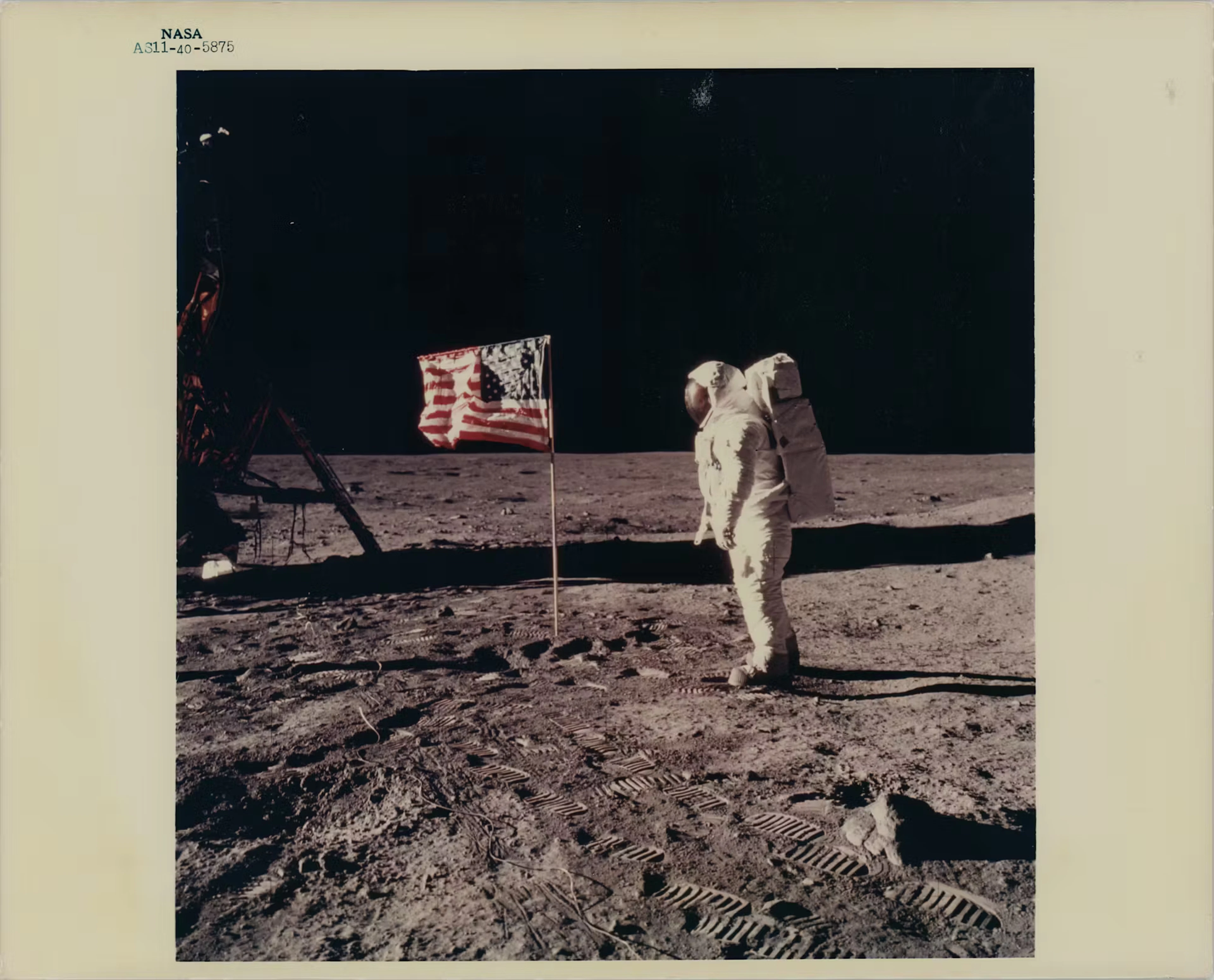 Apollo 11 Original 'Type 1' Photograph - Buzz Aldrin Beside the American Flag