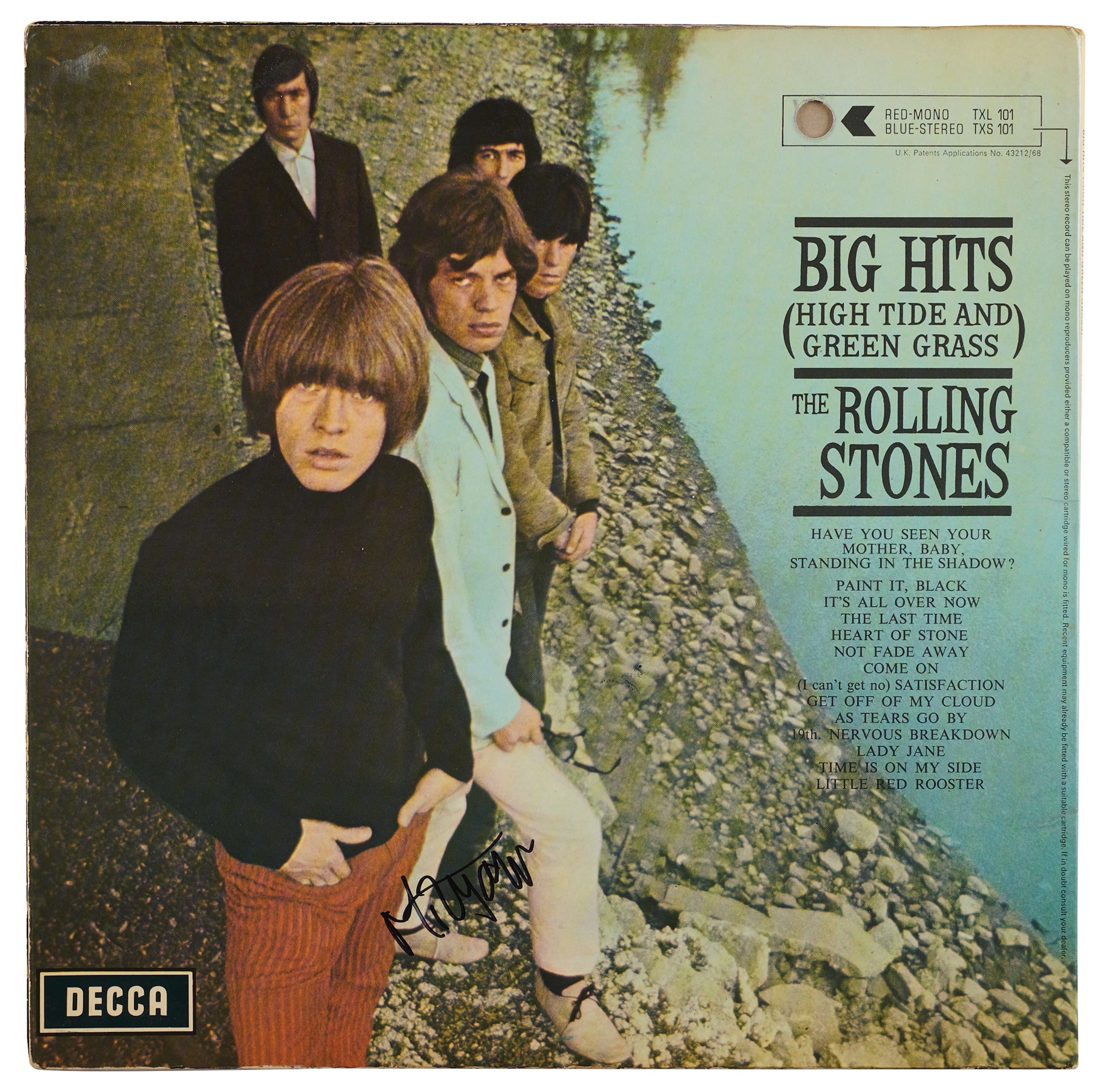 Rolling Stones: Mick Jagger Signed Album - Big Hits (High Tide and Green Grass)