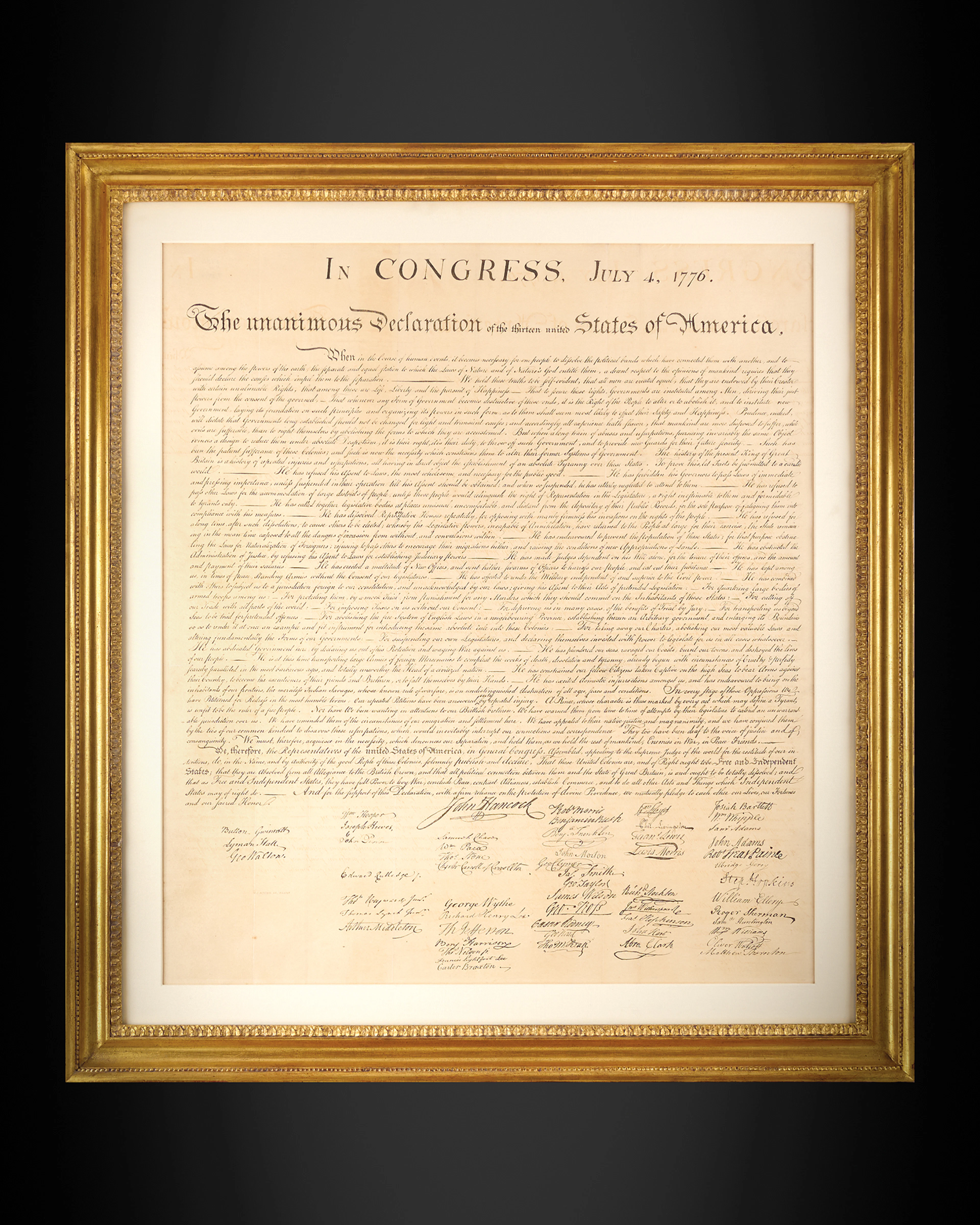 Declaration of Independence: Force Print from W. J. Stone's Copperplate