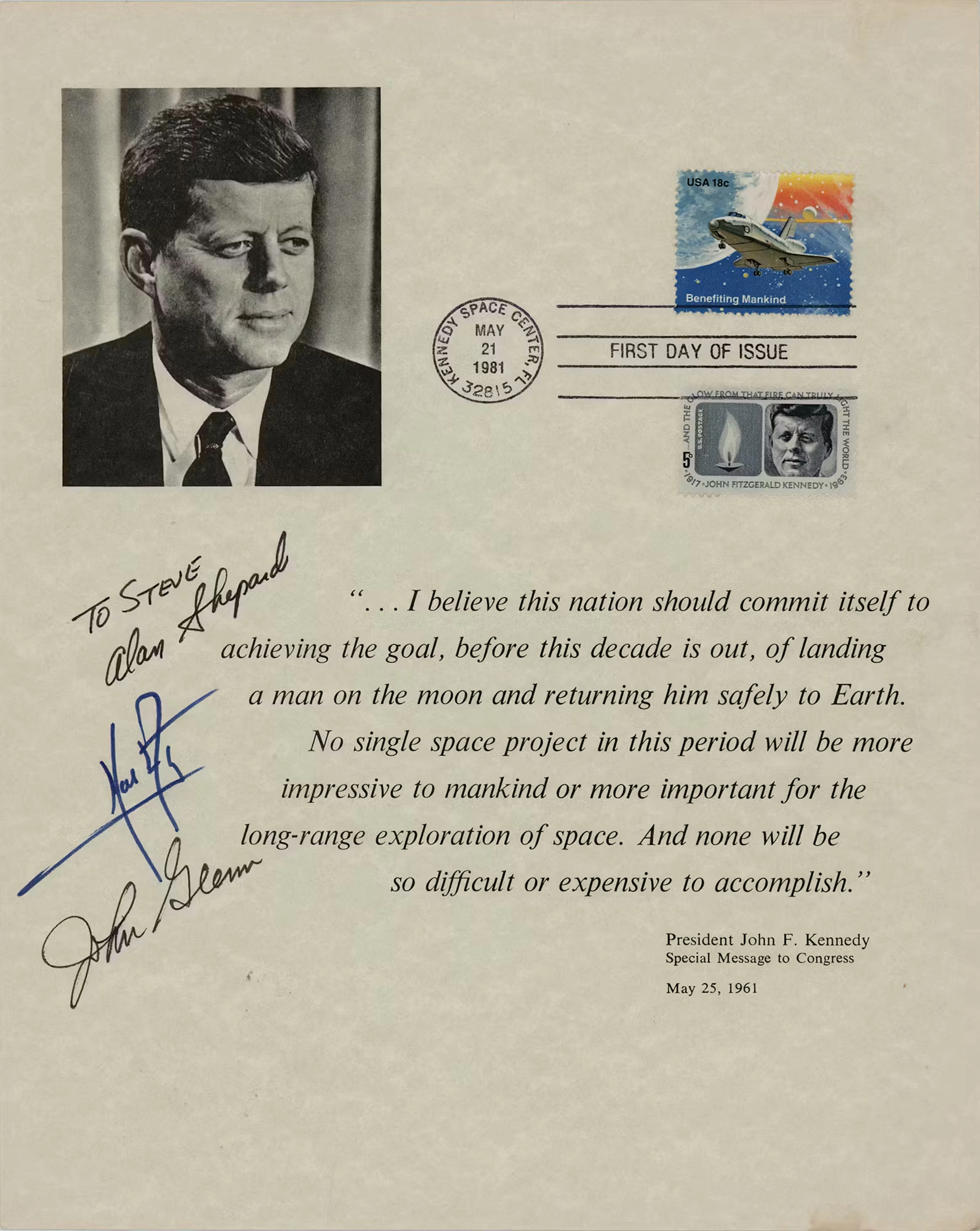 Space Firsts: Neil Armstrong, Alan Shepard, and John Glenn Signed