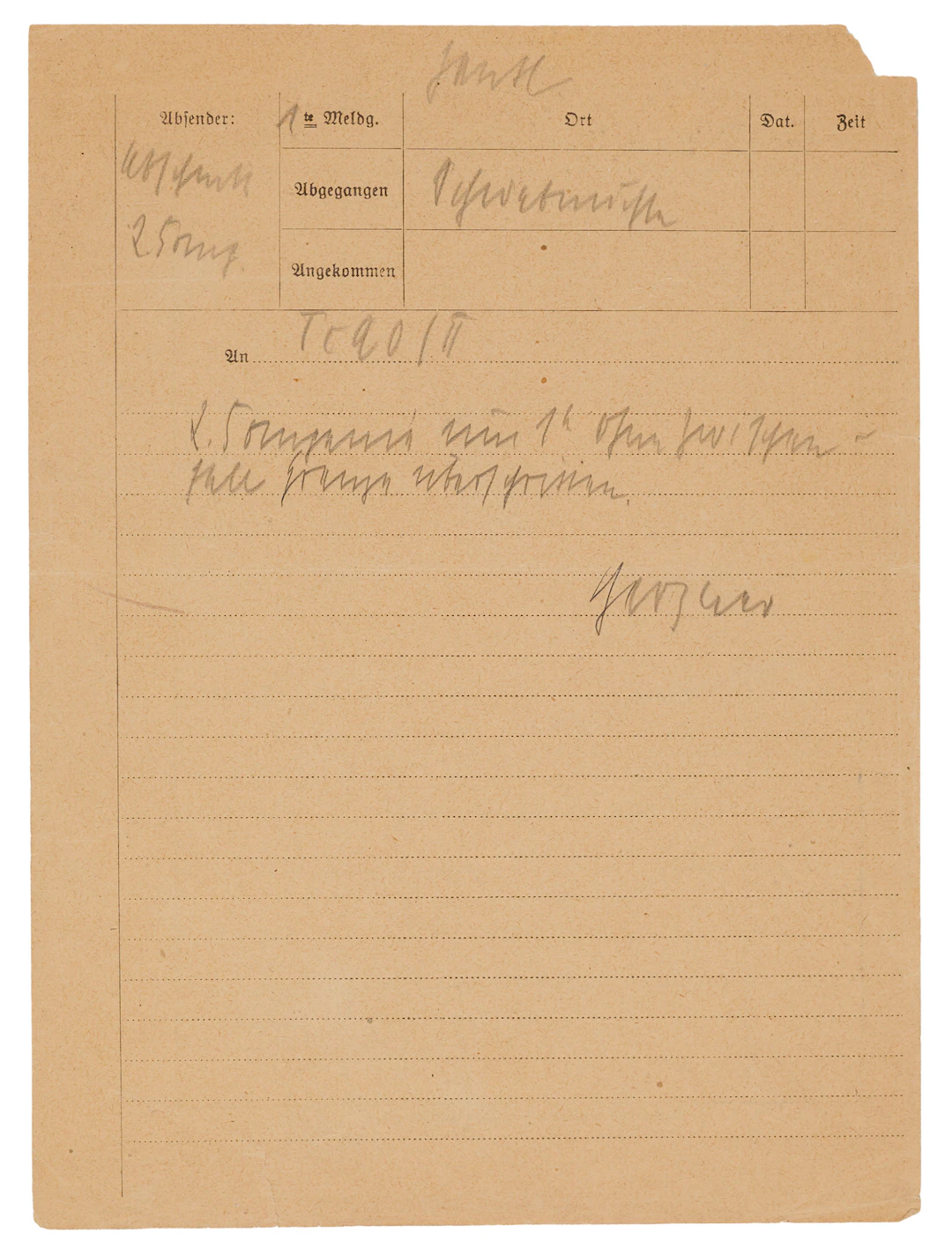 Hans-Albrecht Herzner Autograph Telegram Signed - The First Military