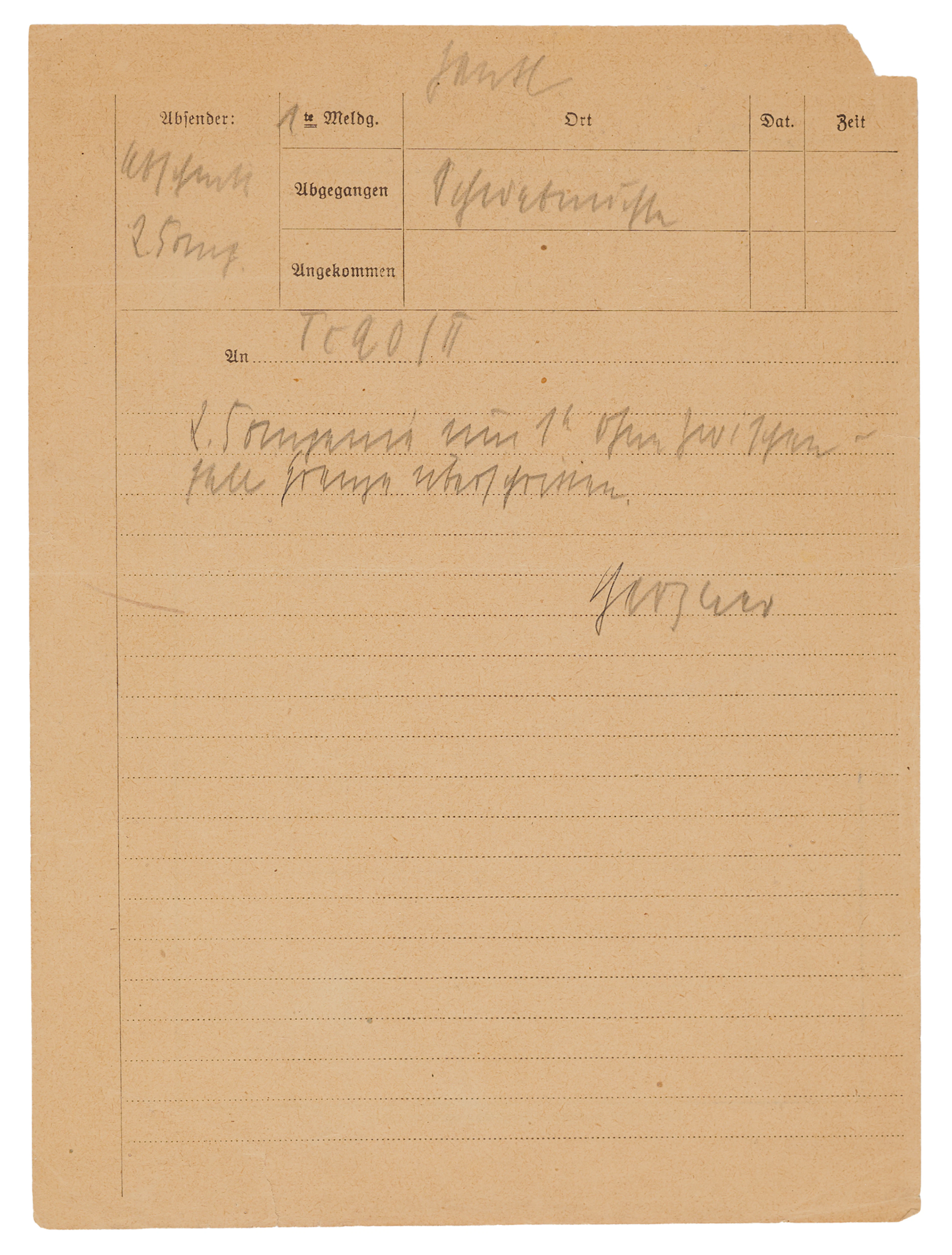 Hans-Albrecht Herzner Autograph Telegram Signed - The First Military