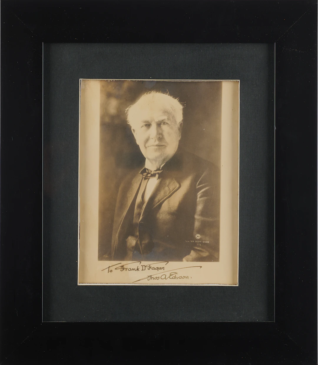 Thomas Edison Signed Photograph, Presented to Edison Storage Battery