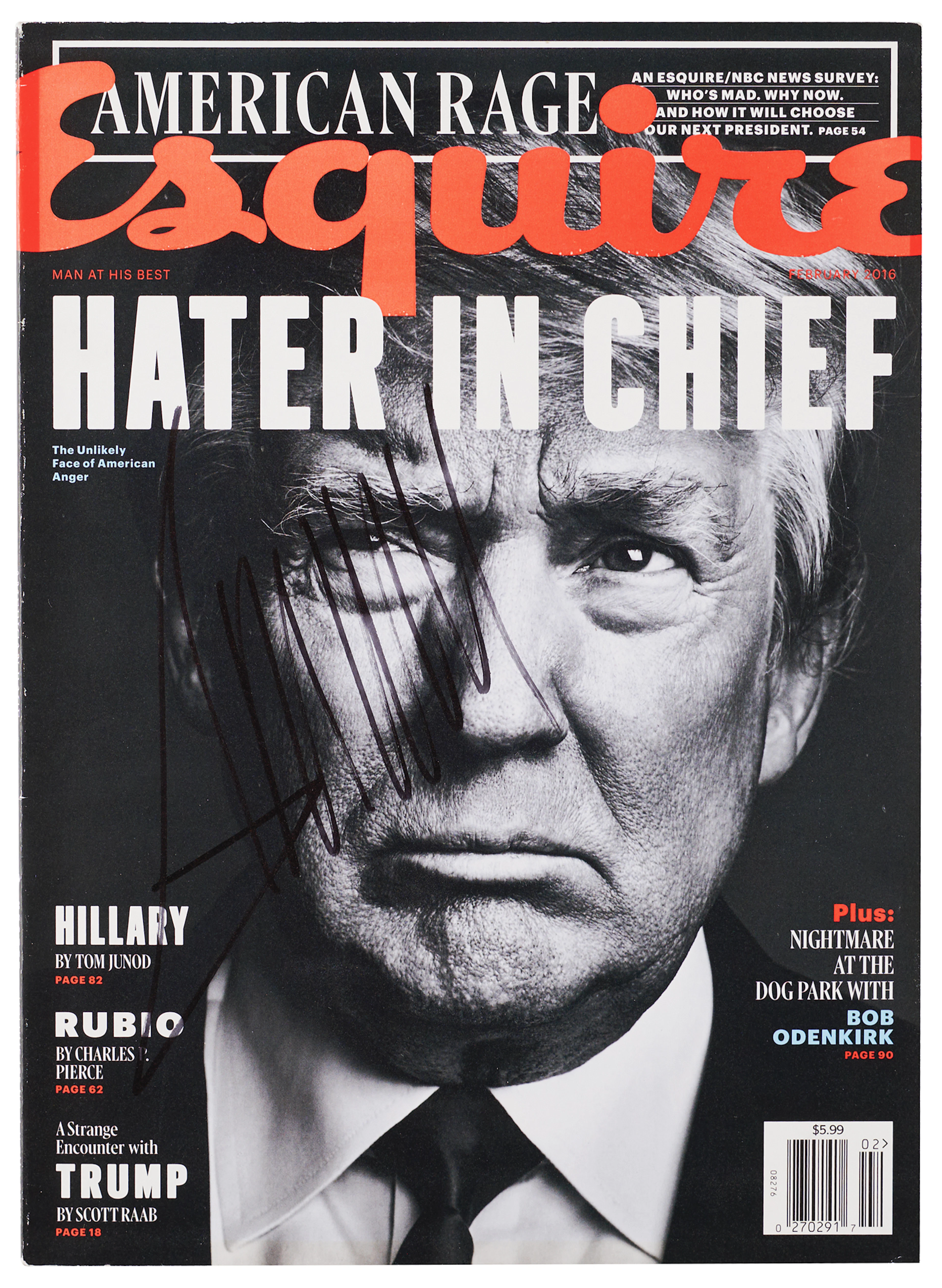 Donald Trump Signed Esquire Magazine - 'Hater in Chief'