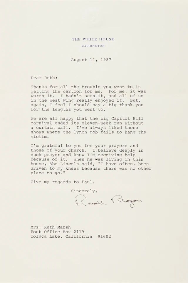 Ronald Reagan Typed Letter Signed as President on the Iran-Contra