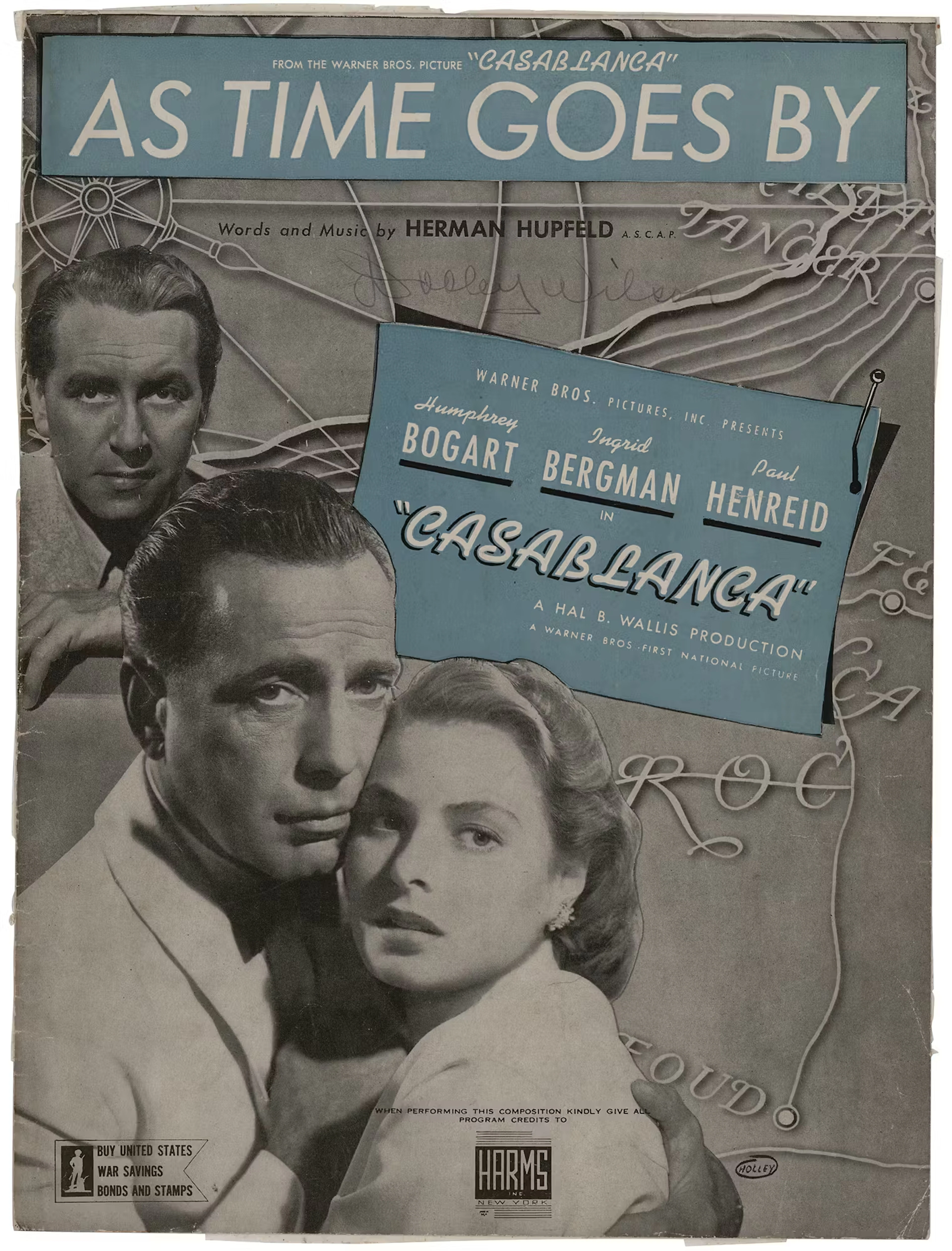 Casablanca: Dooley Wilson Signed Sheet Music Cover for 'As Times Goes By'
