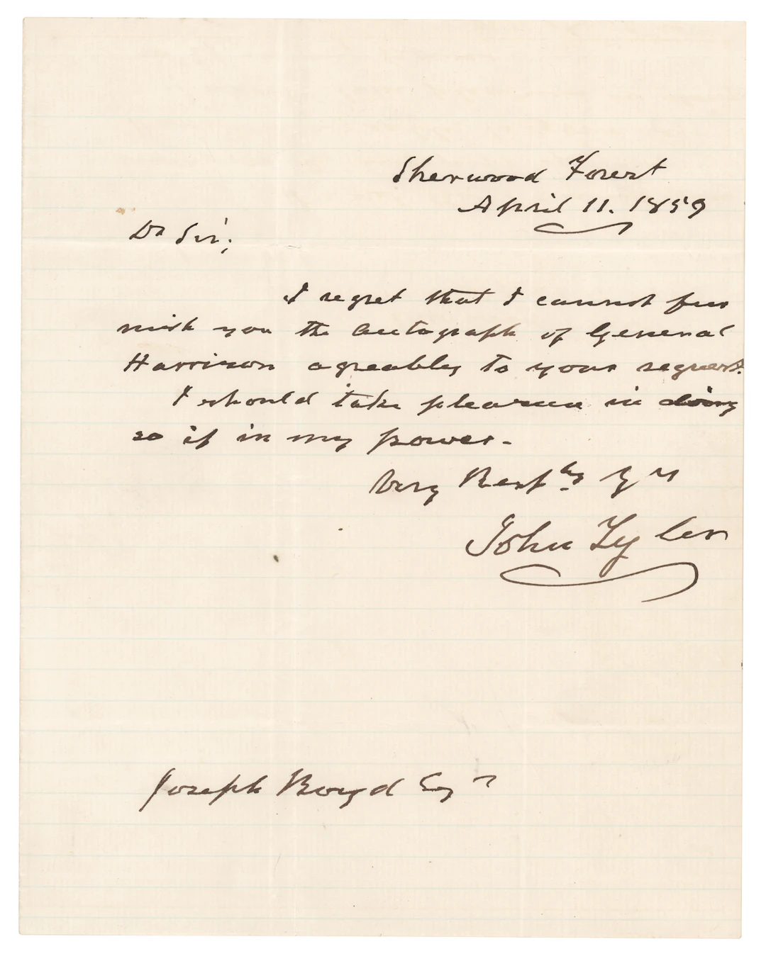 John Tyler Autograph Letter Signed