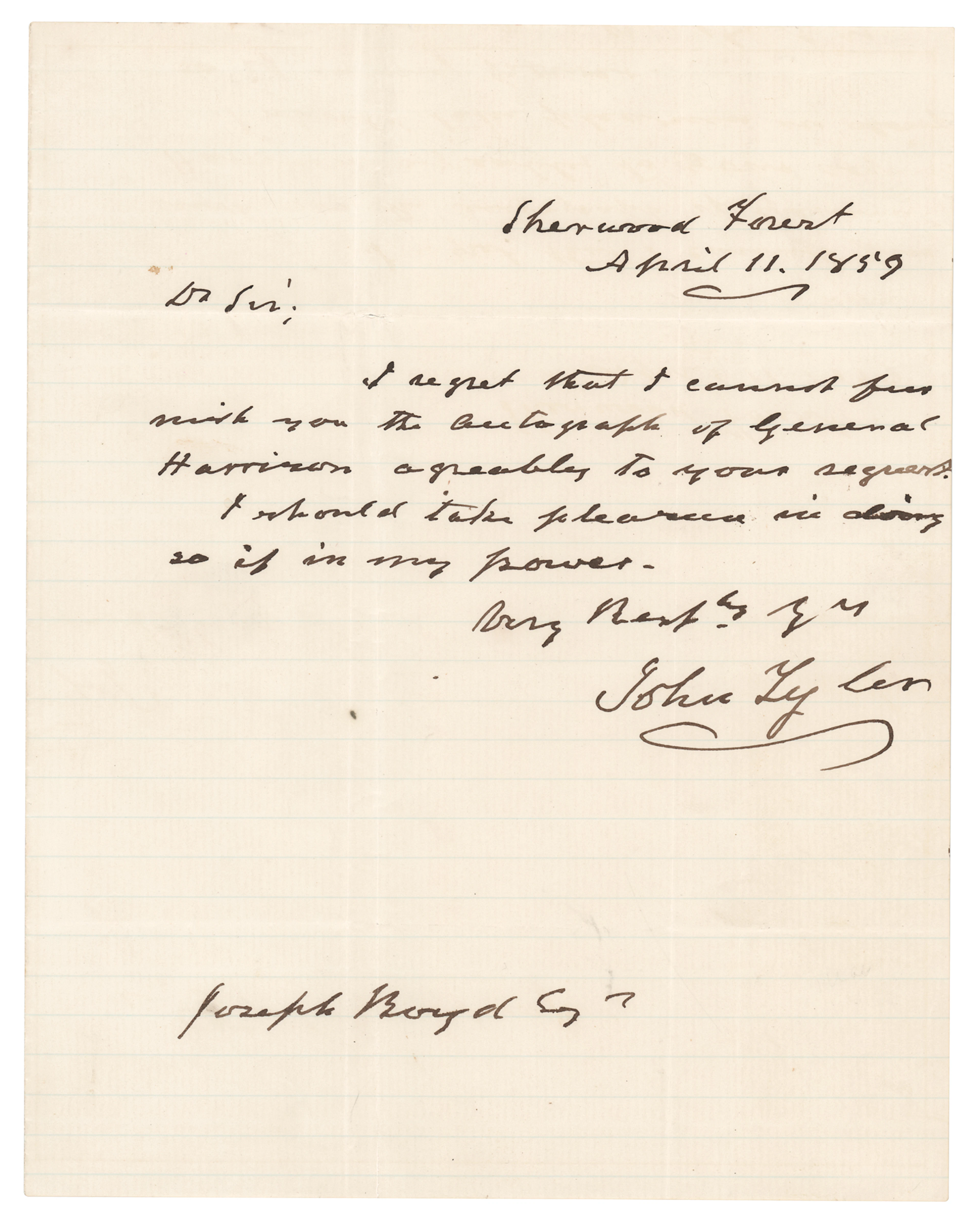 John Tyler Autograph Letter Signed