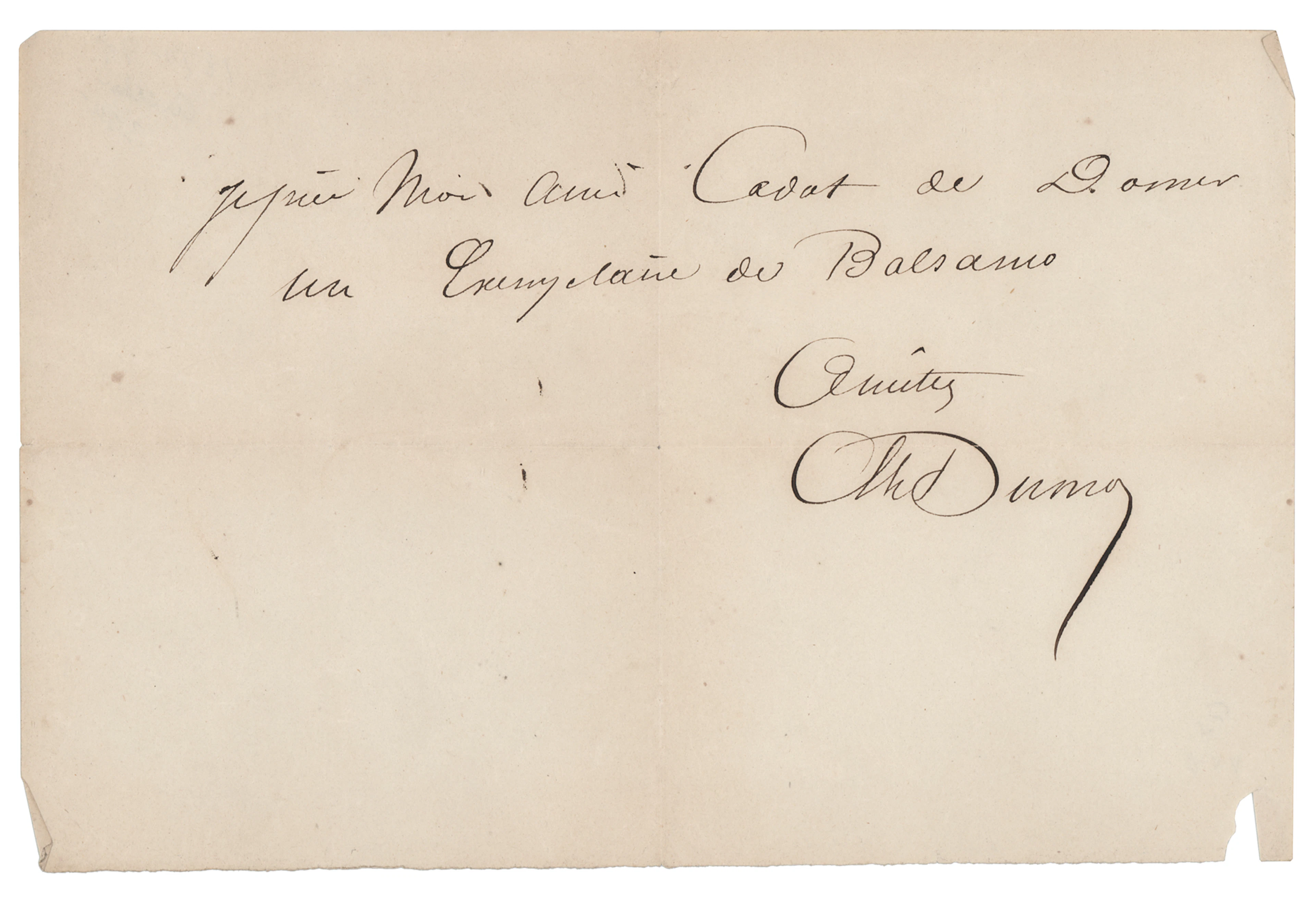 Alexandre Dumas, pere Autograph Note Signed