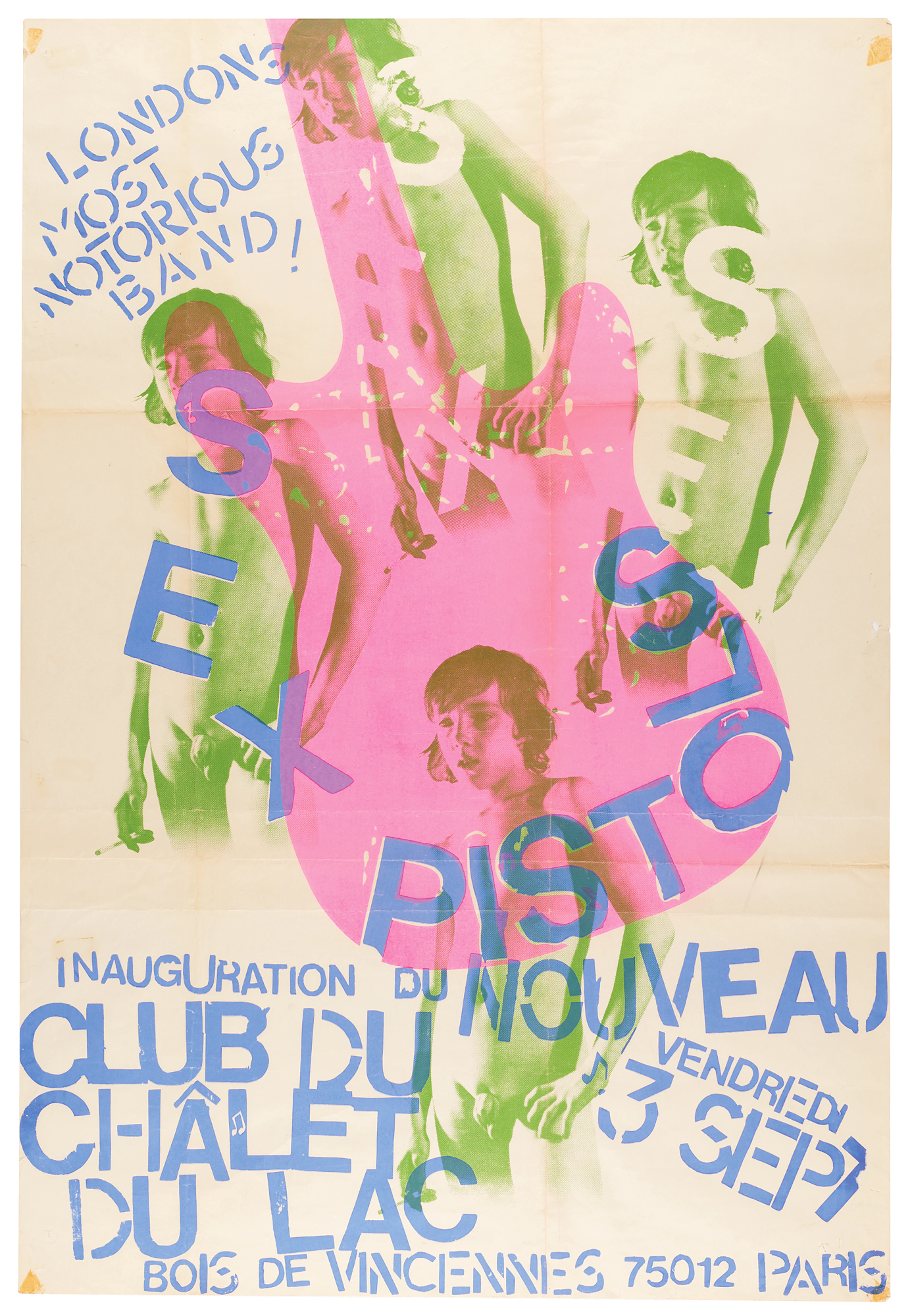 Sex Pistols Rare 1976 Club Du Chalet Concert Poster (Paris, September