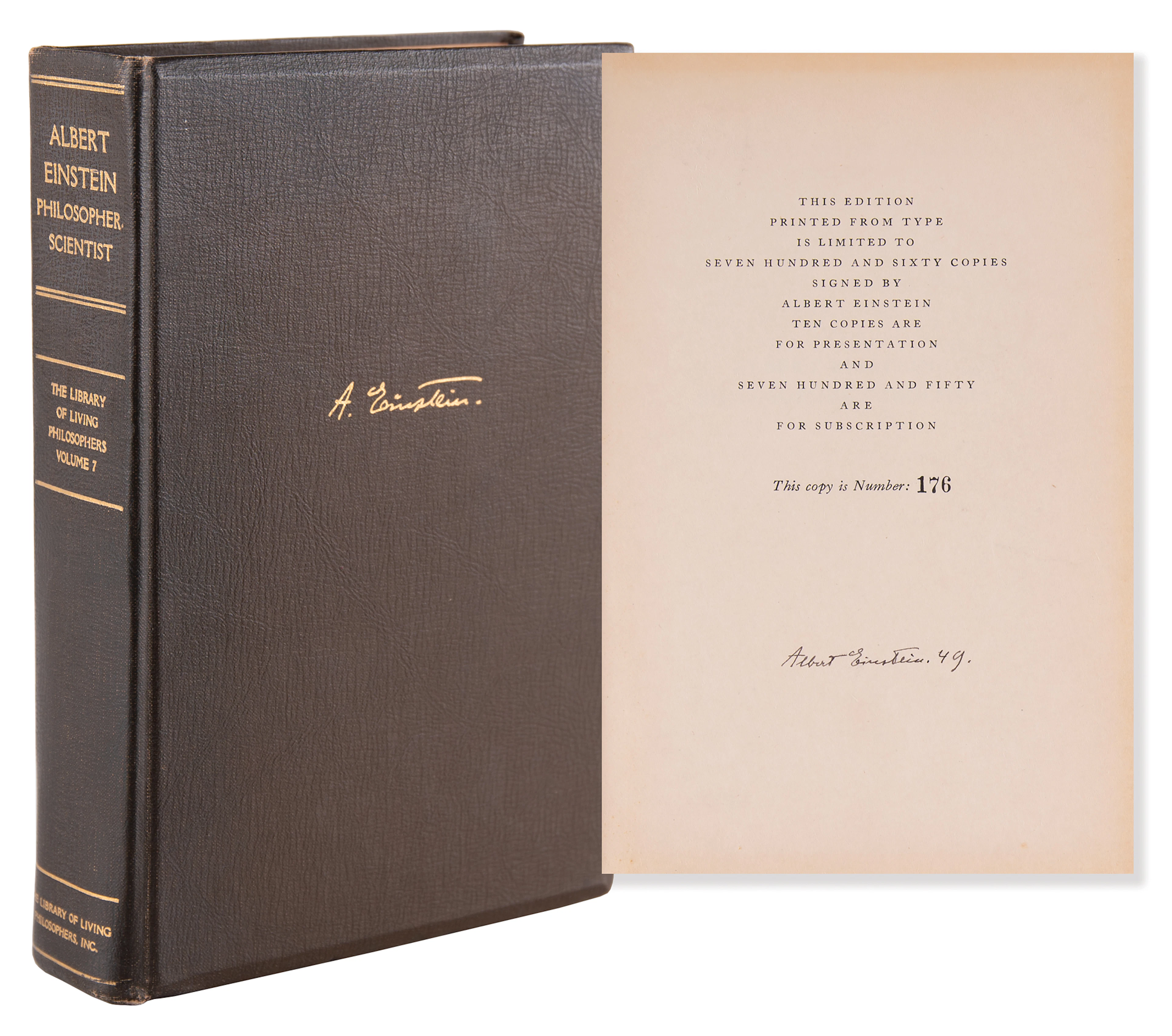 Albert Einstein Signed Book - Philosopher-Scientist (Ltd. Ed. #176/750)