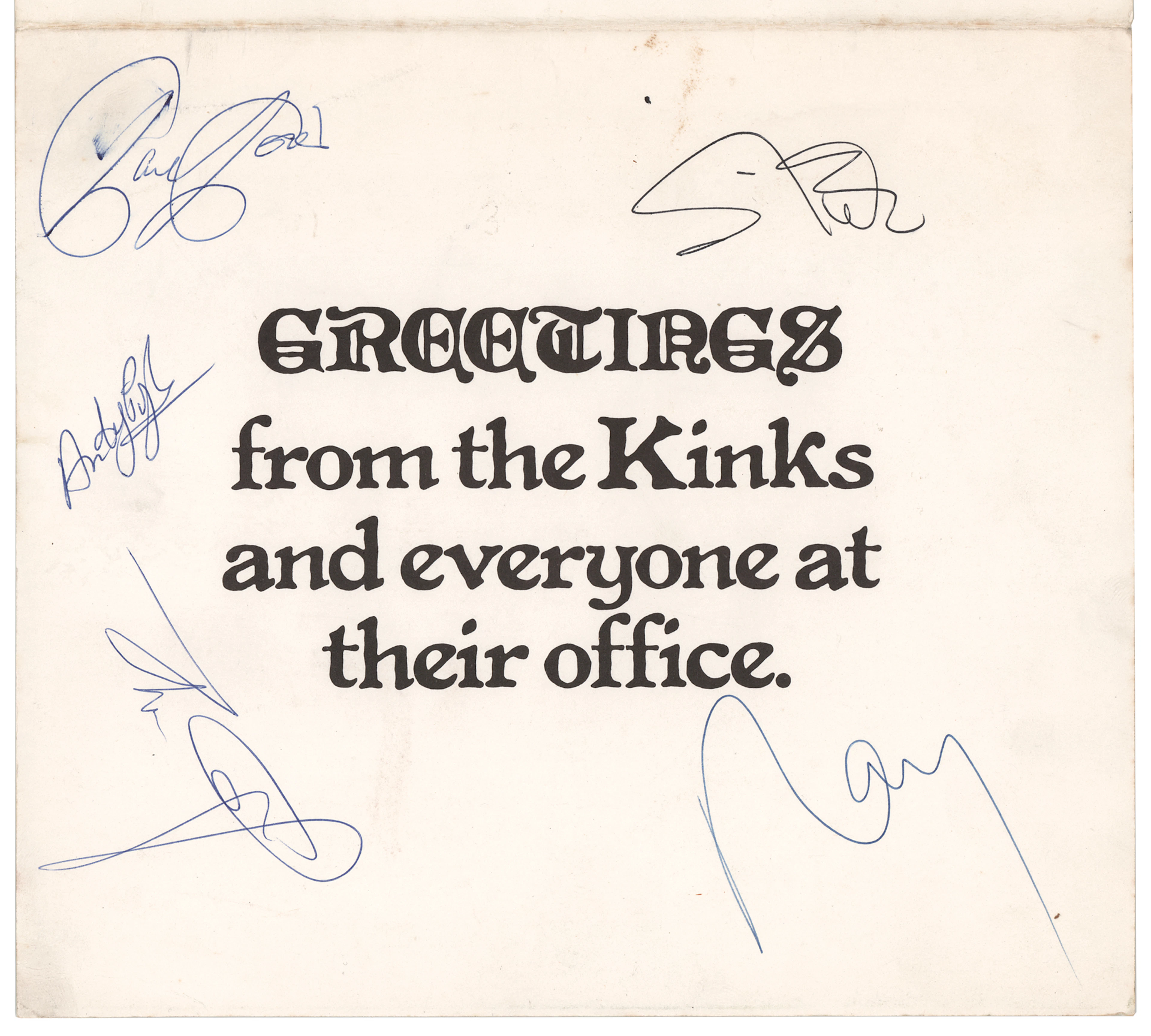 The Kinks Signed Christmas Card