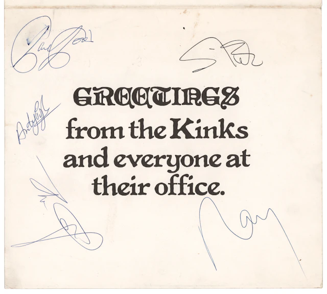 The Kinks Signed Christmas Card