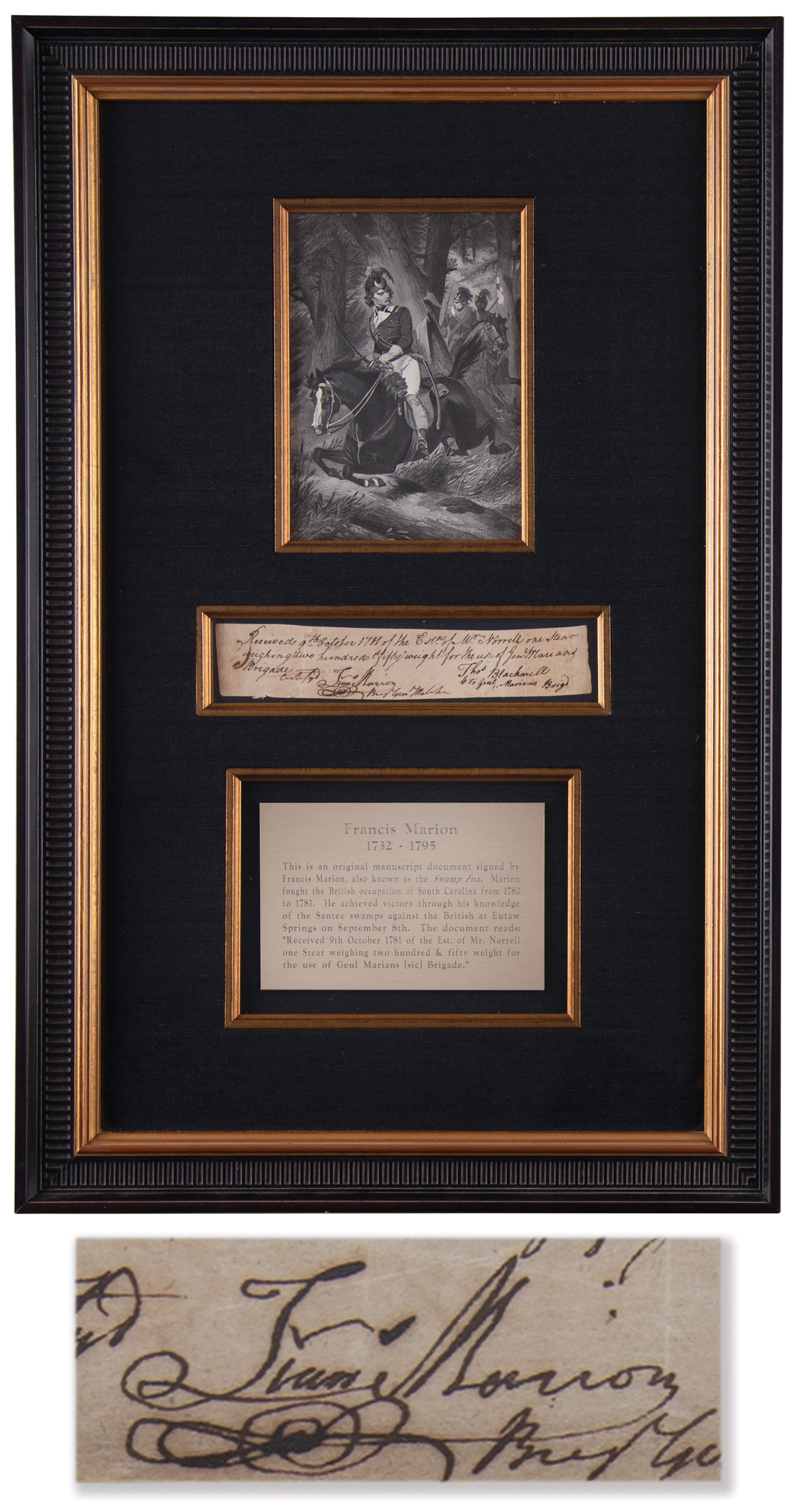 Francis Marion Revolutionary War-Dated Document Signed, Procuring
