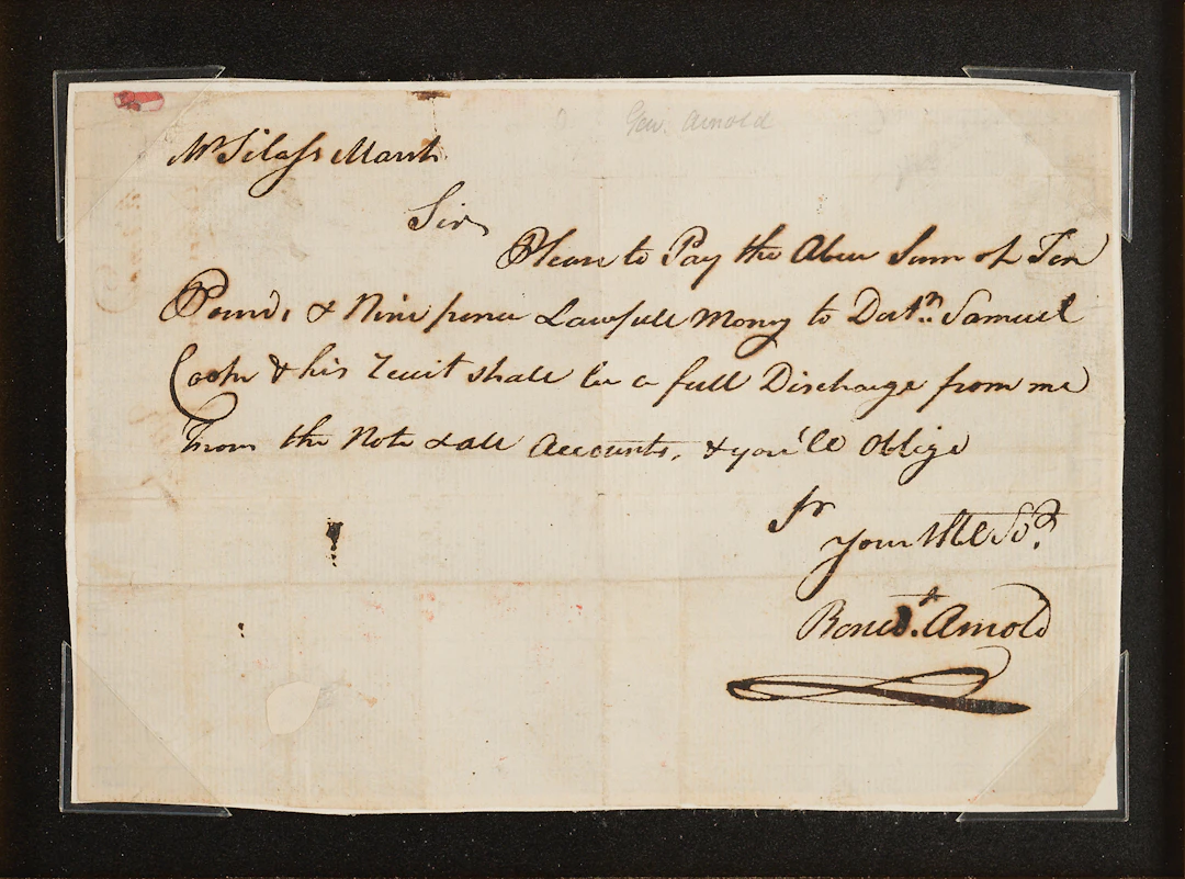 Benedict Arnold Autograph Letter Signed