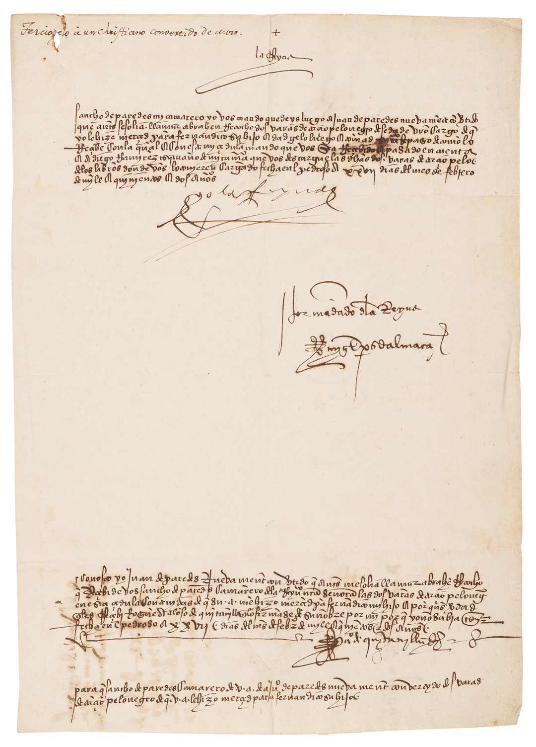 Queen Isabella I Document Signed (“Yo la Reyna”)