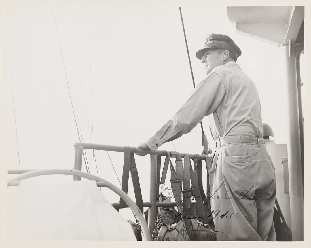 Douglas MacArthur Signed Photograph - Pictured Aboard the USS Cleveland