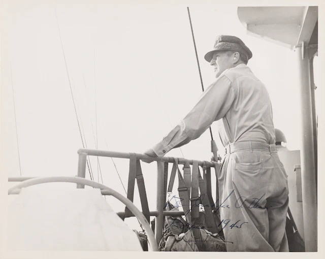 Douglas MacArthur Signed Photograph - Pictured Aboard the USS Cleveland