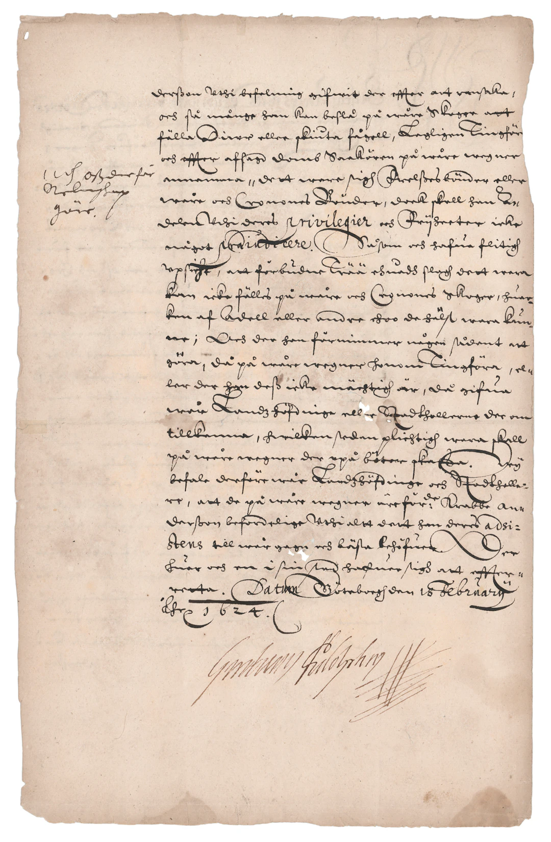 King Gustavus Adolphus of Sweden Document Signed