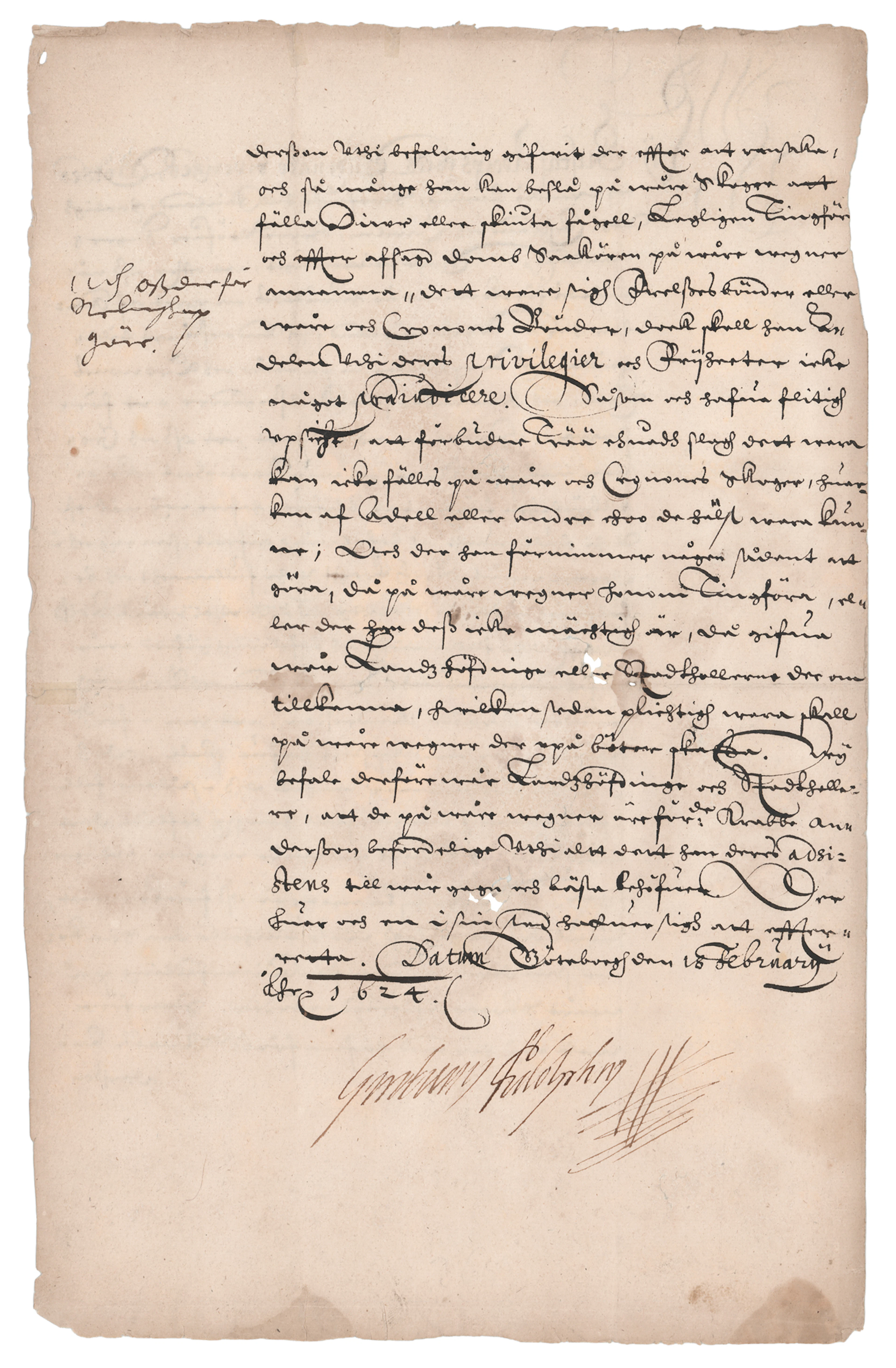King Gustavus Adolphus of Sweden Document Signed