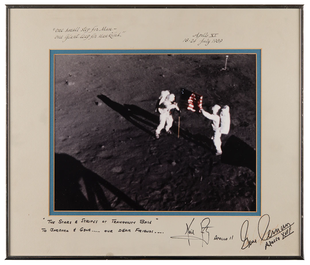 Neil Armstrong and Gene Cernan Signed Oversized Photograph Display