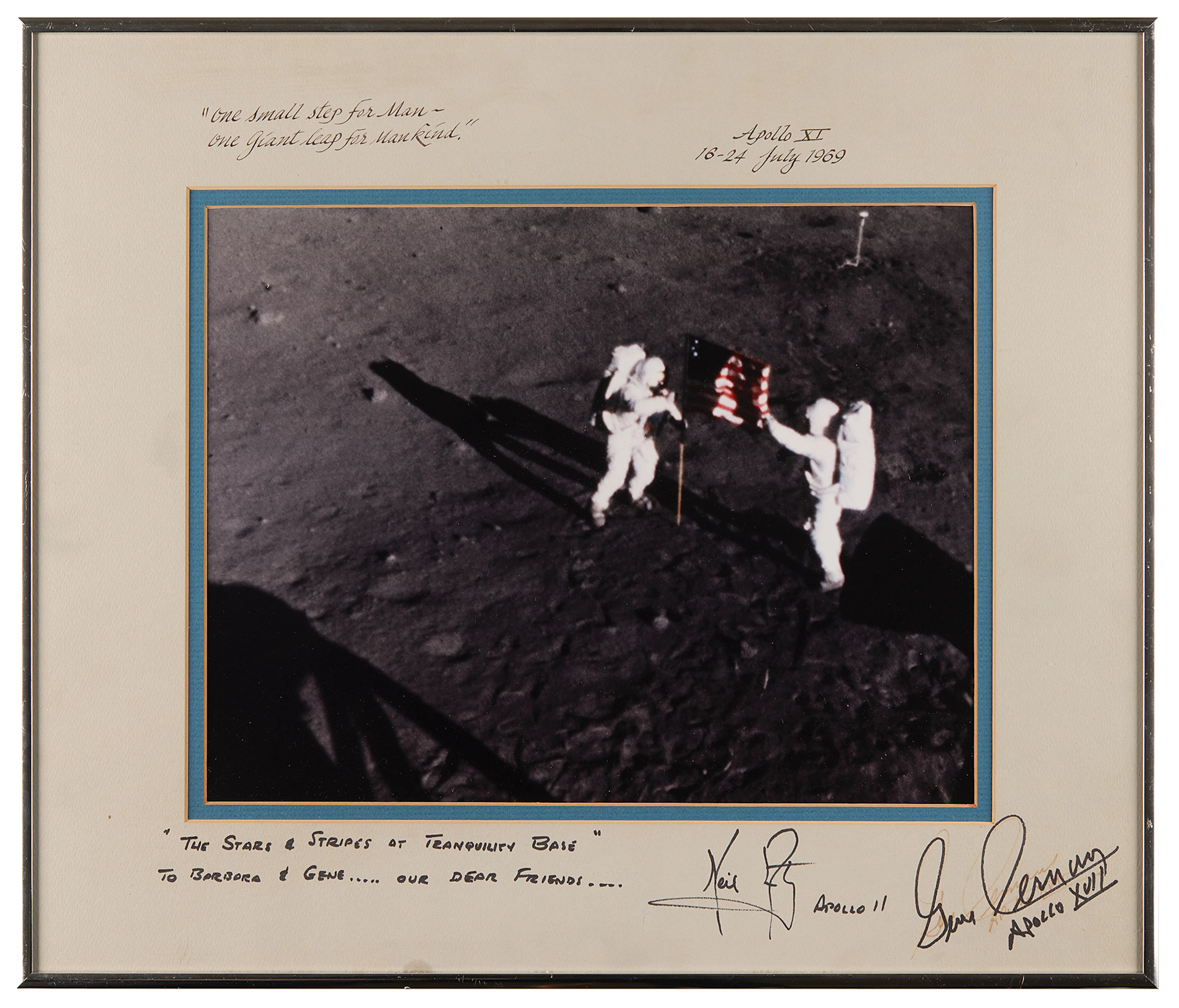 Neil Armstrong and Gene Cernan Signed Oversized Photograph Display