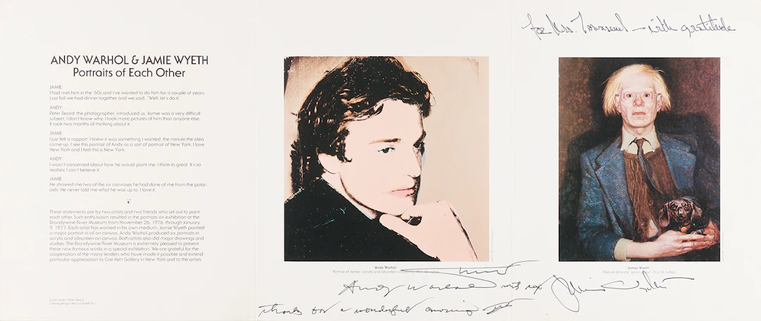 Andy Warhol and Jamie Wyeth Signed 1976 Exhibit Folder