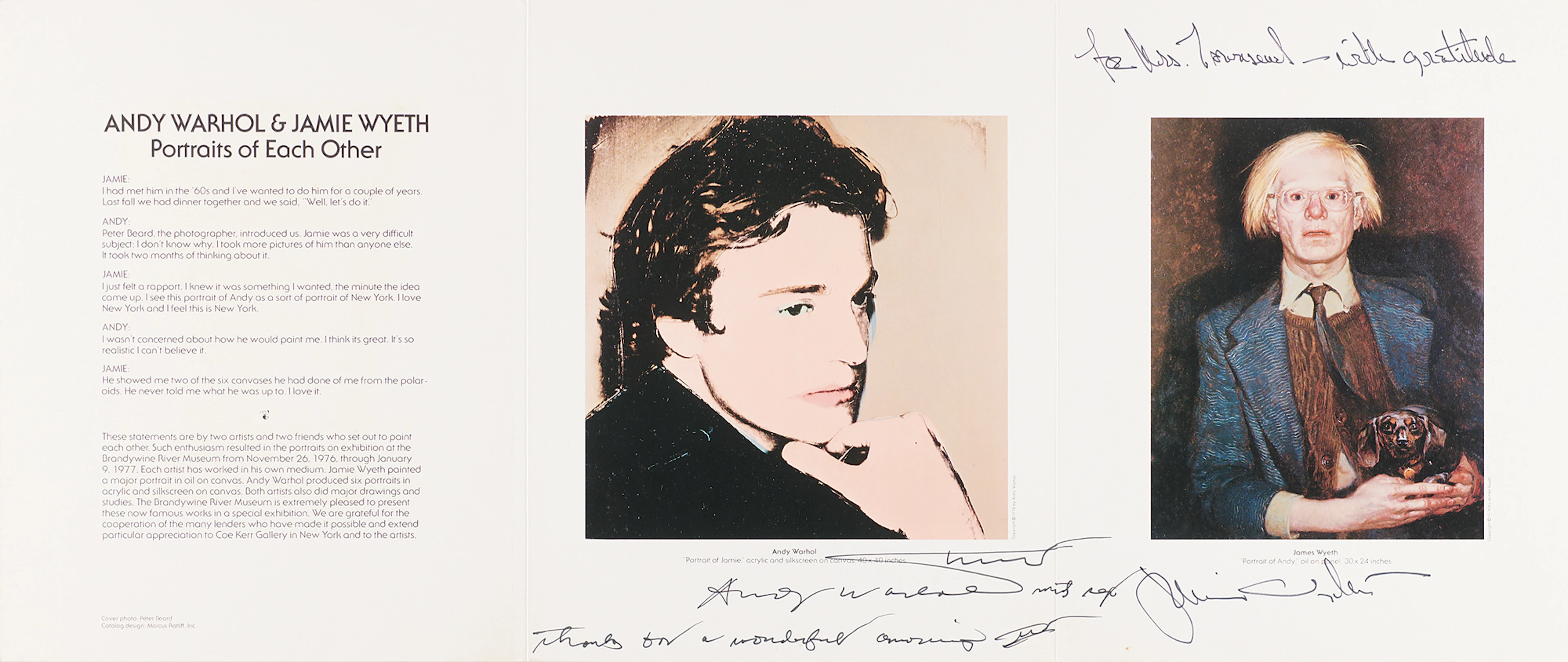 Andy Warhol and Jamie Wyeth Signed 1976 Exhibit Folder