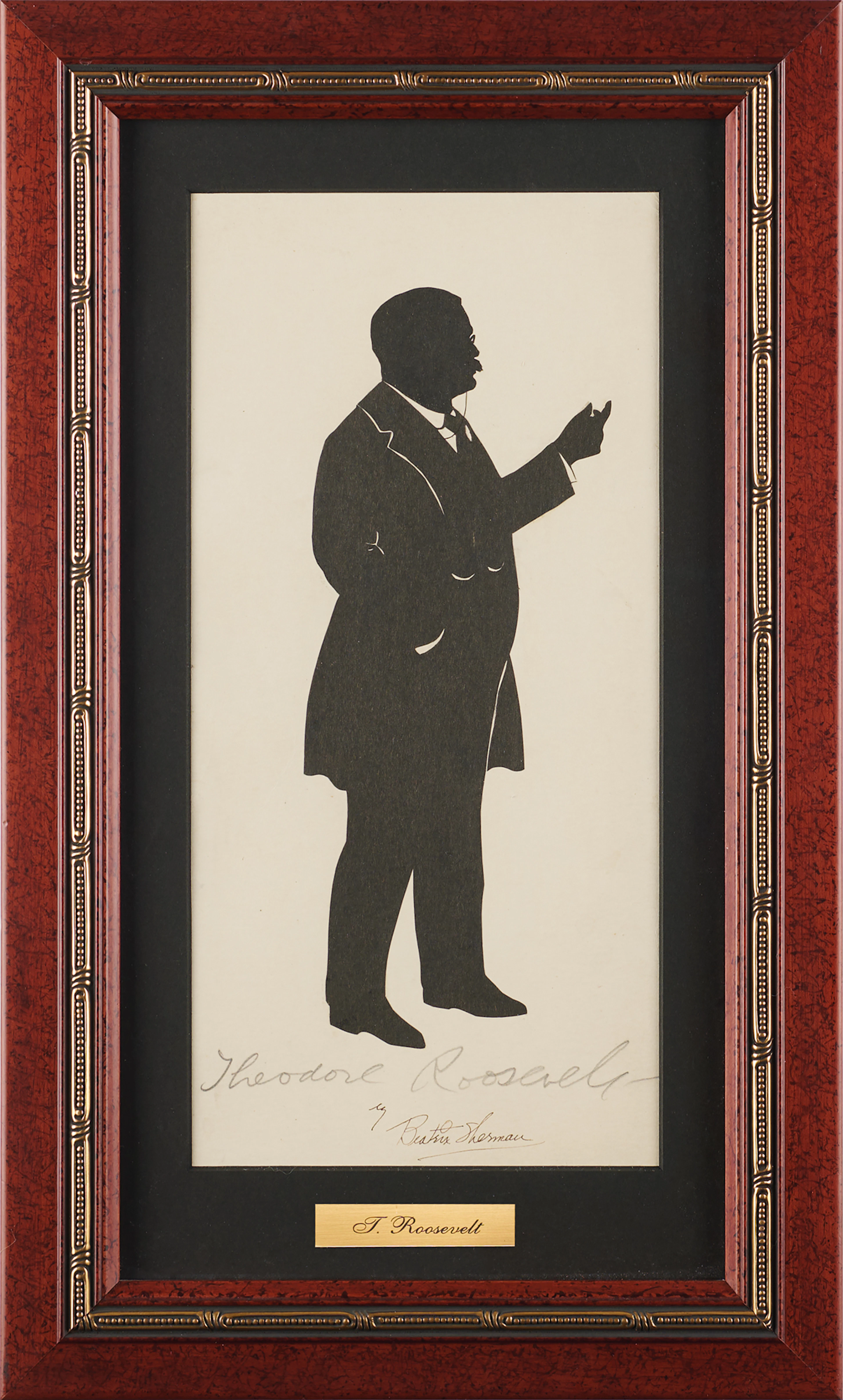Theodore Roosevelt Signed Hand-Cut Silhouette by Beatrix Sherman