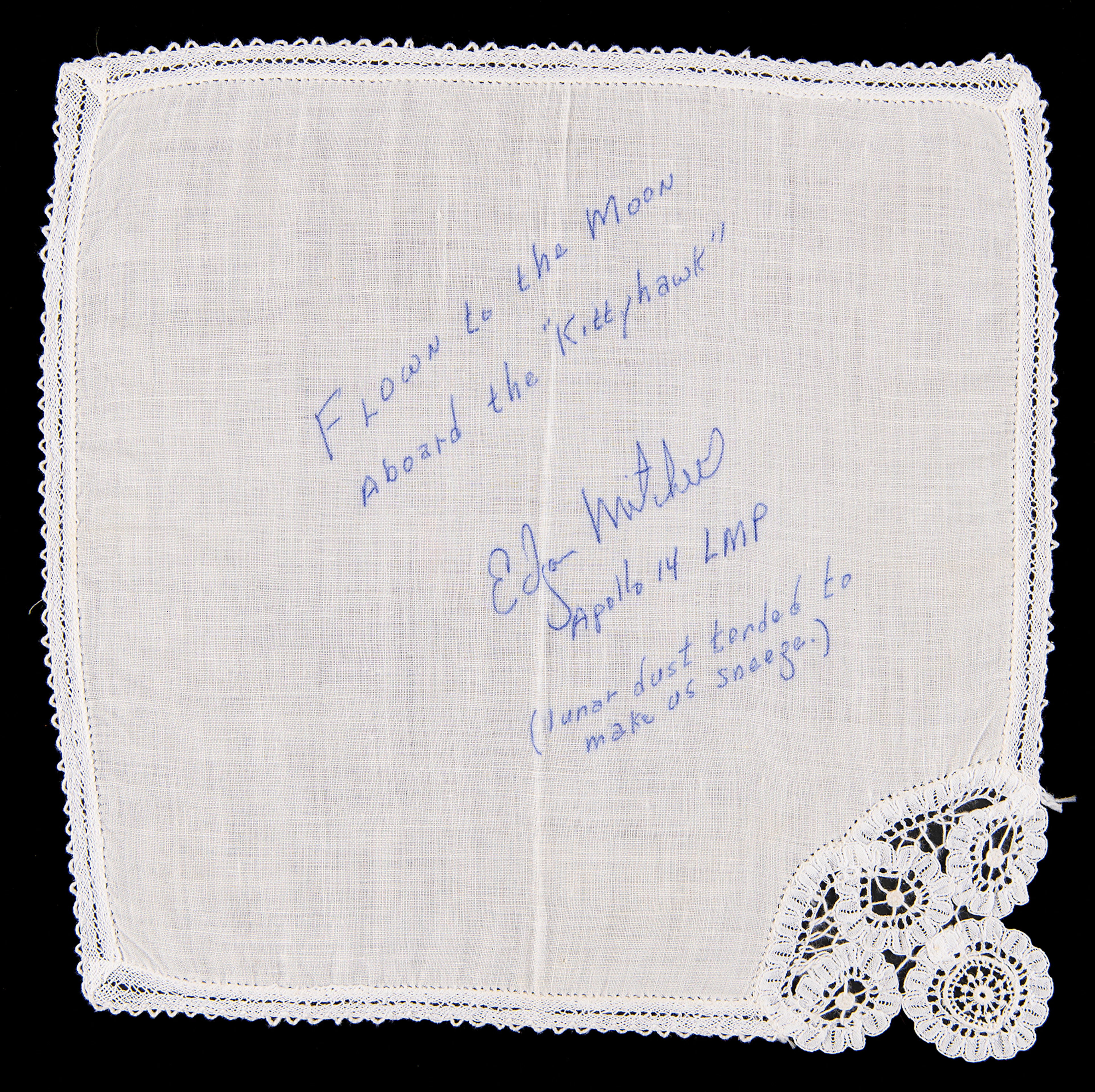 Apollo 14 Flown Handkerchief: "Lunar Dust Tended to Make Us Sneeze"