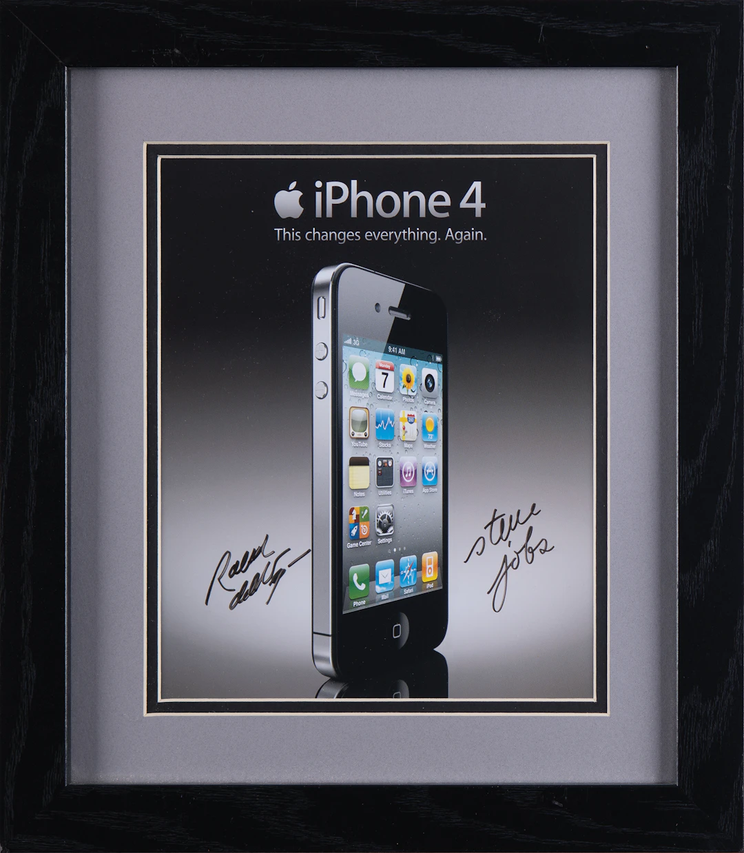 Steve Jobs and Ralph De La Vega Signed iPhone 4 Launch Poster