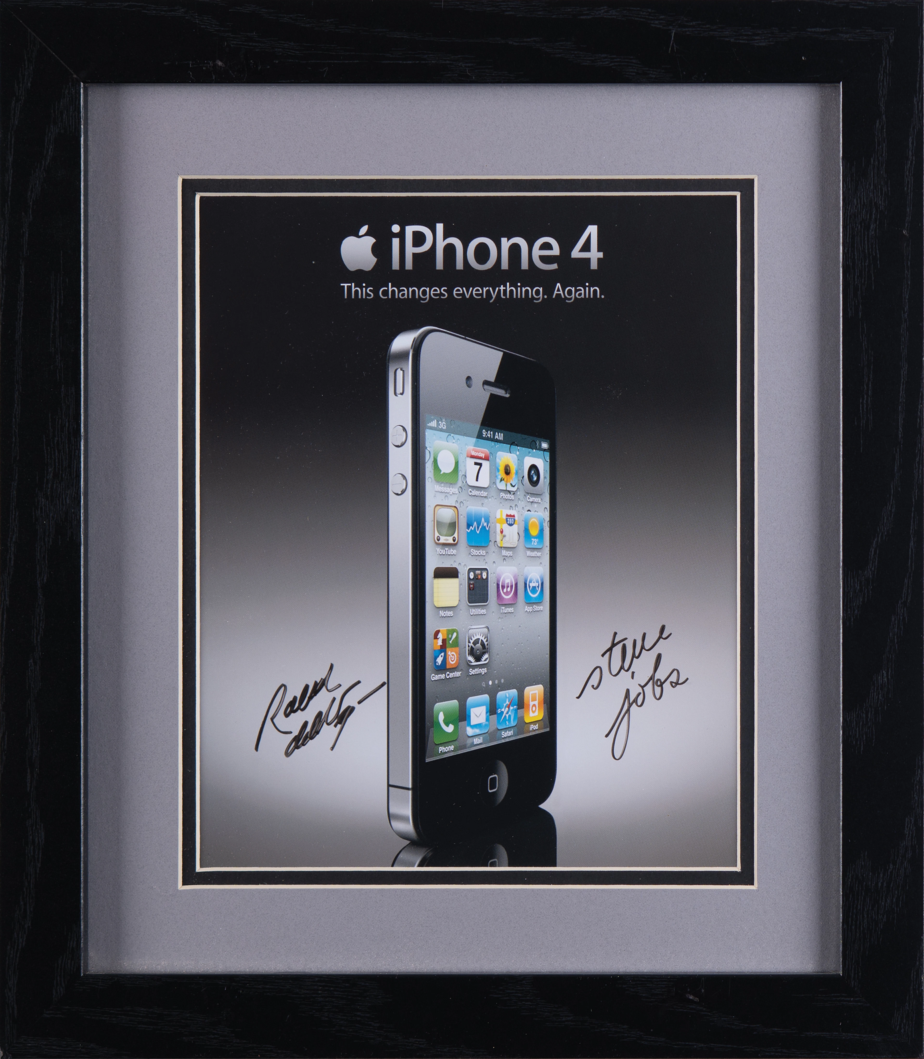 Steve Jobs and Ralph De La Vega Signed iPhone 4 Launch Poster