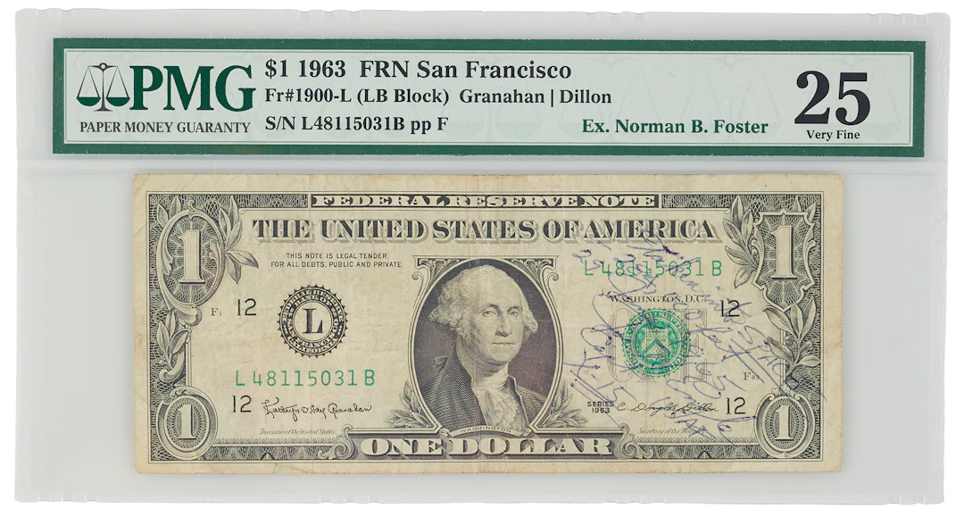 X-15 Flight 138 Flown $1 Dollar Bill, Signed by Joe Engle - PMG VF 25