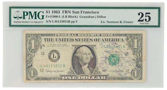 X-15 Flight 138 Flown $1 Dollar Bill, Signed by Joe Engle - PMG VF 25