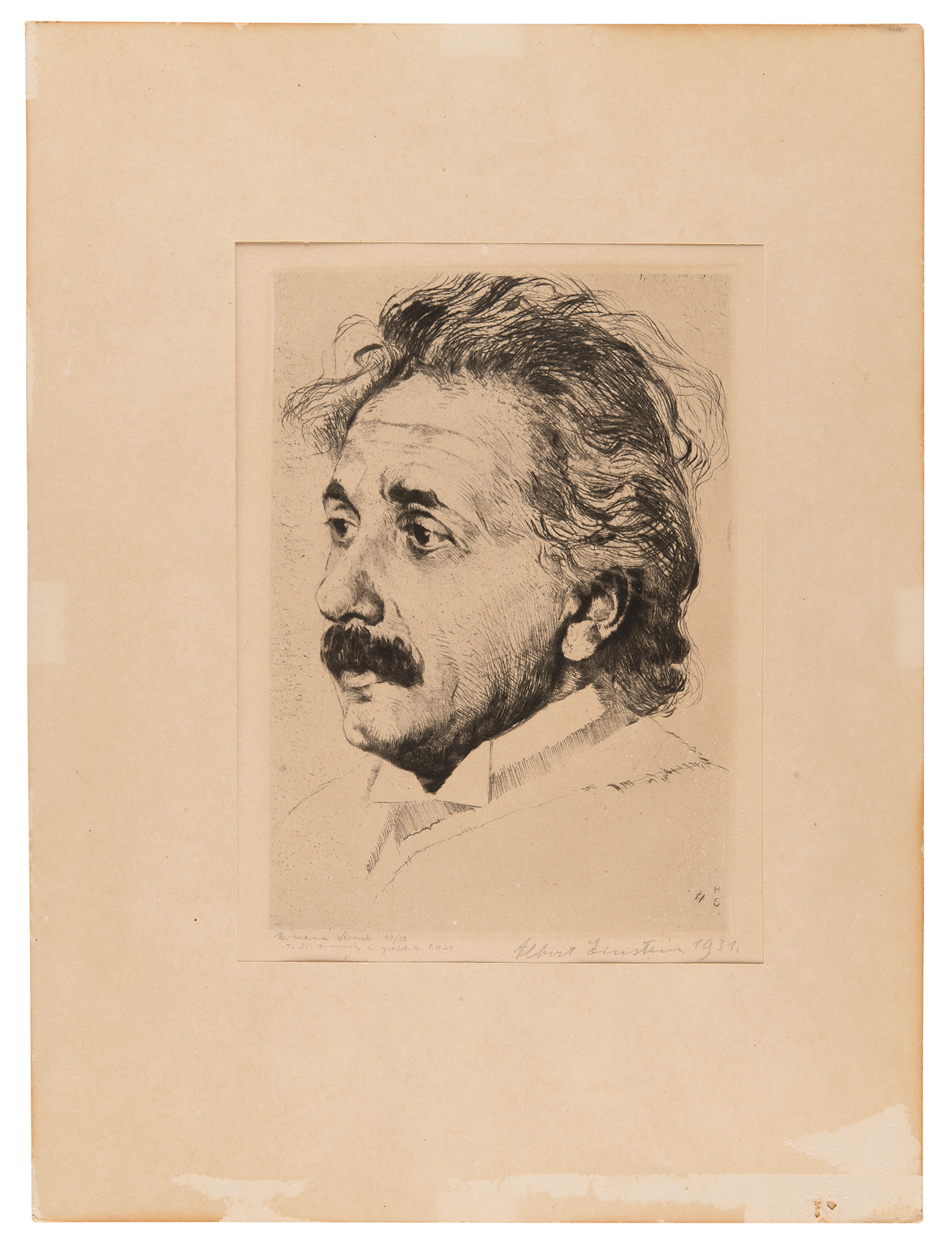 Albert Einstein Signed Etching by Hermann Struck (c. 1931) (Ltd. Ed. #40/50)