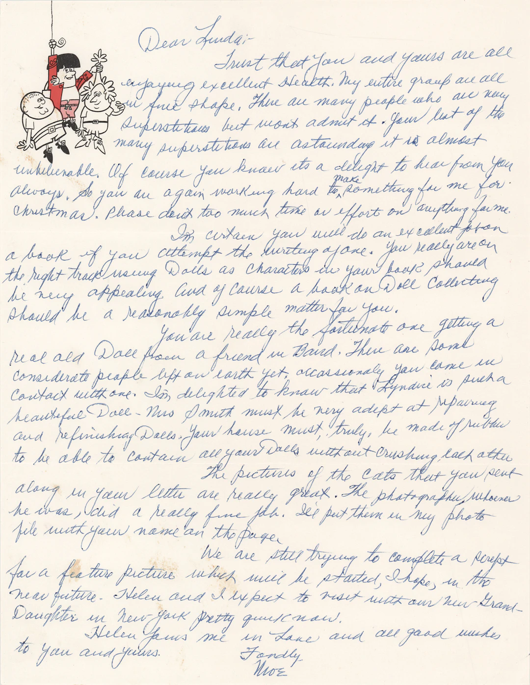 Three Stooges: Moe Howard Autograph Letter Signed