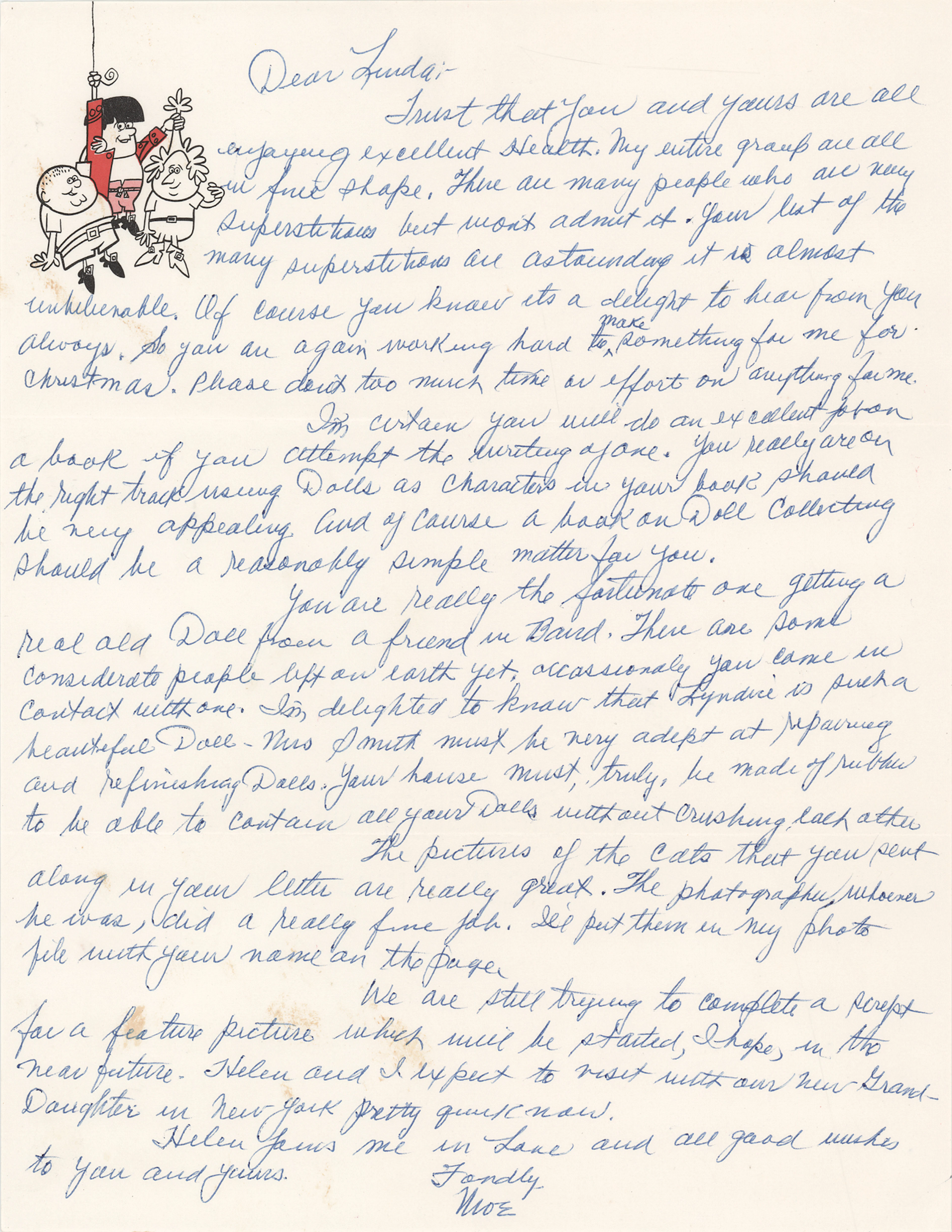 Three Stooges: Moe Howard Autograph Letter Signed