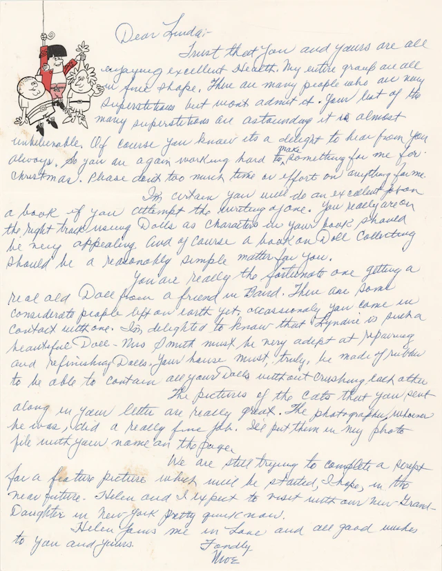 Three Stooges: Moe Howard Autograph Letter Signed