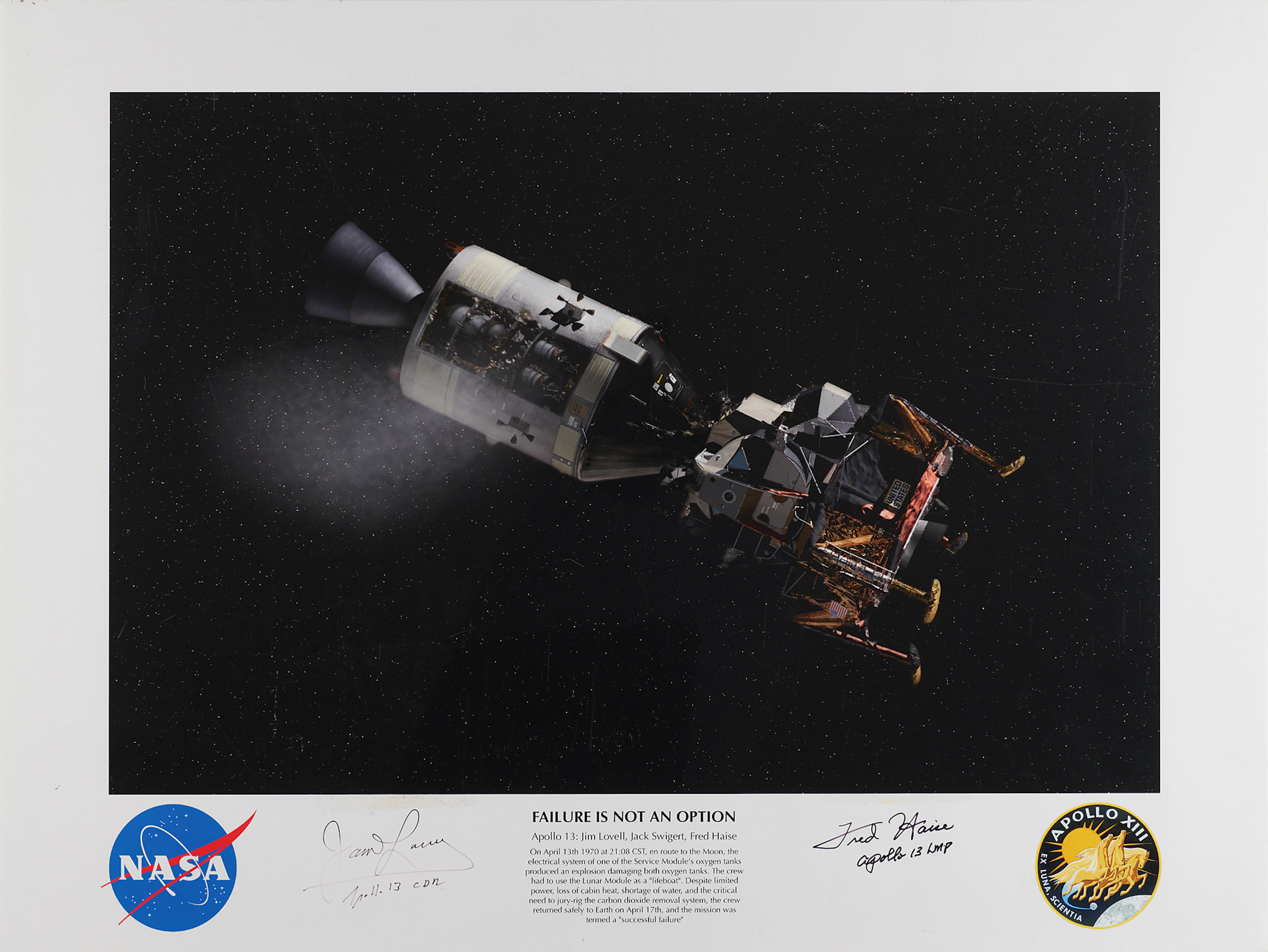 James Lovell and Fred Haise Signed Poster - 'Failure Is Not an Option'